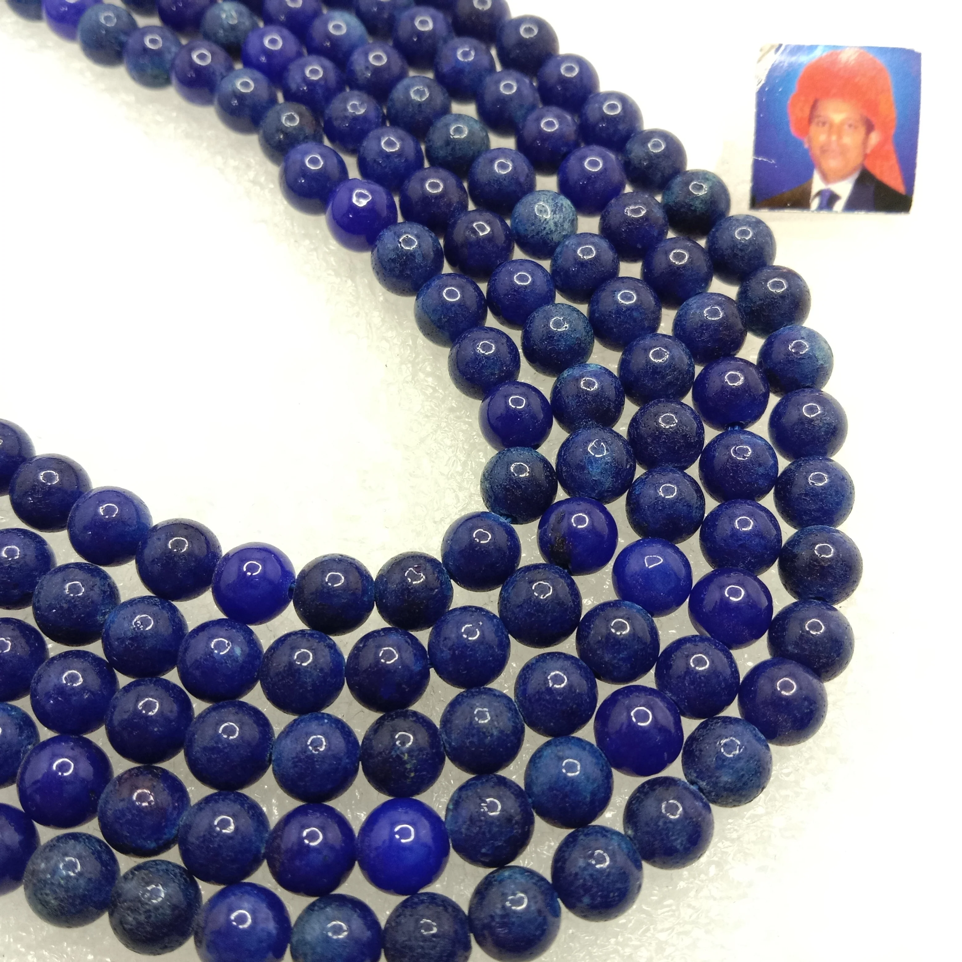 Dark blue 6mm plan agate beads 1 string
