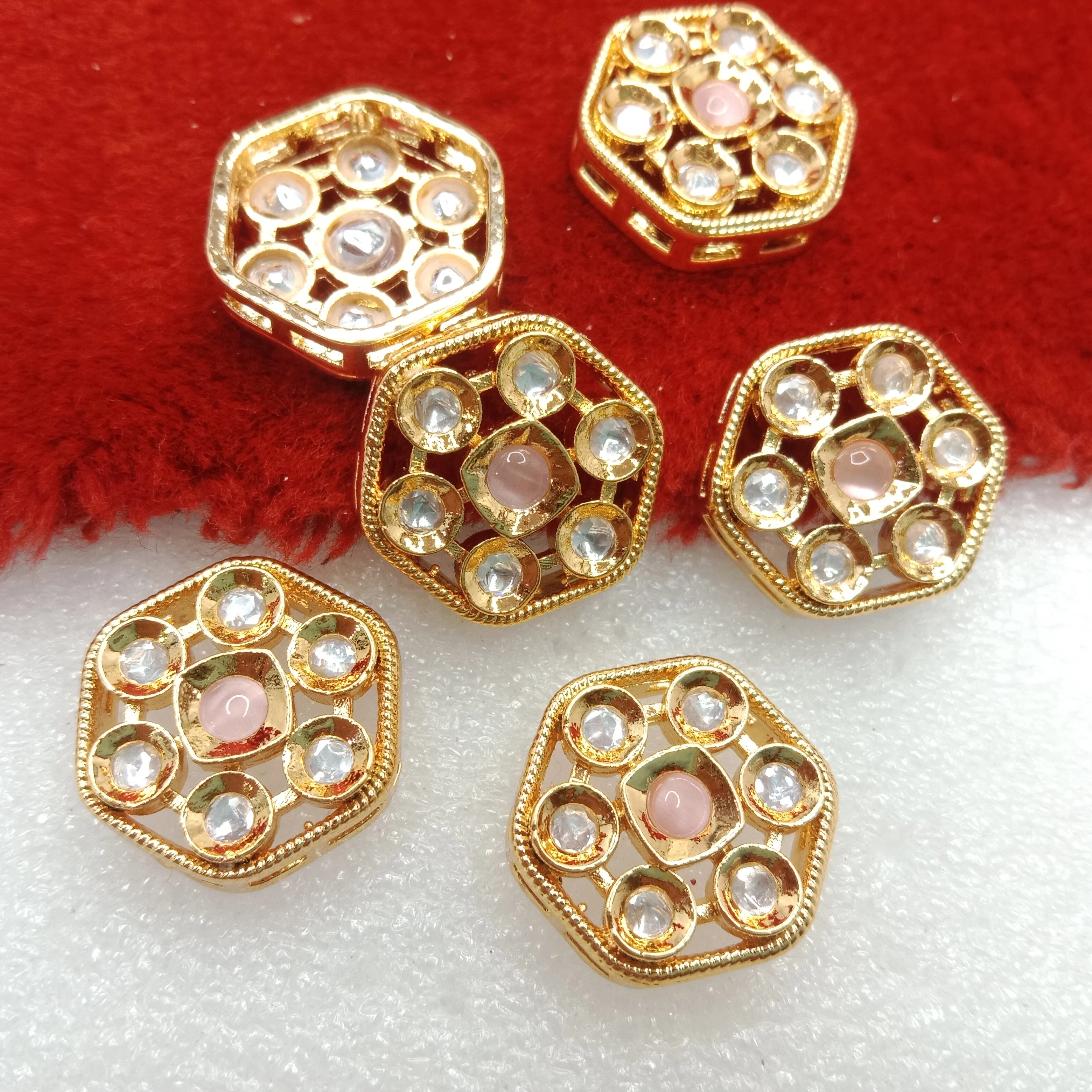 Light pink(6pcs) high quality kundan connectors 18mm(2cm)