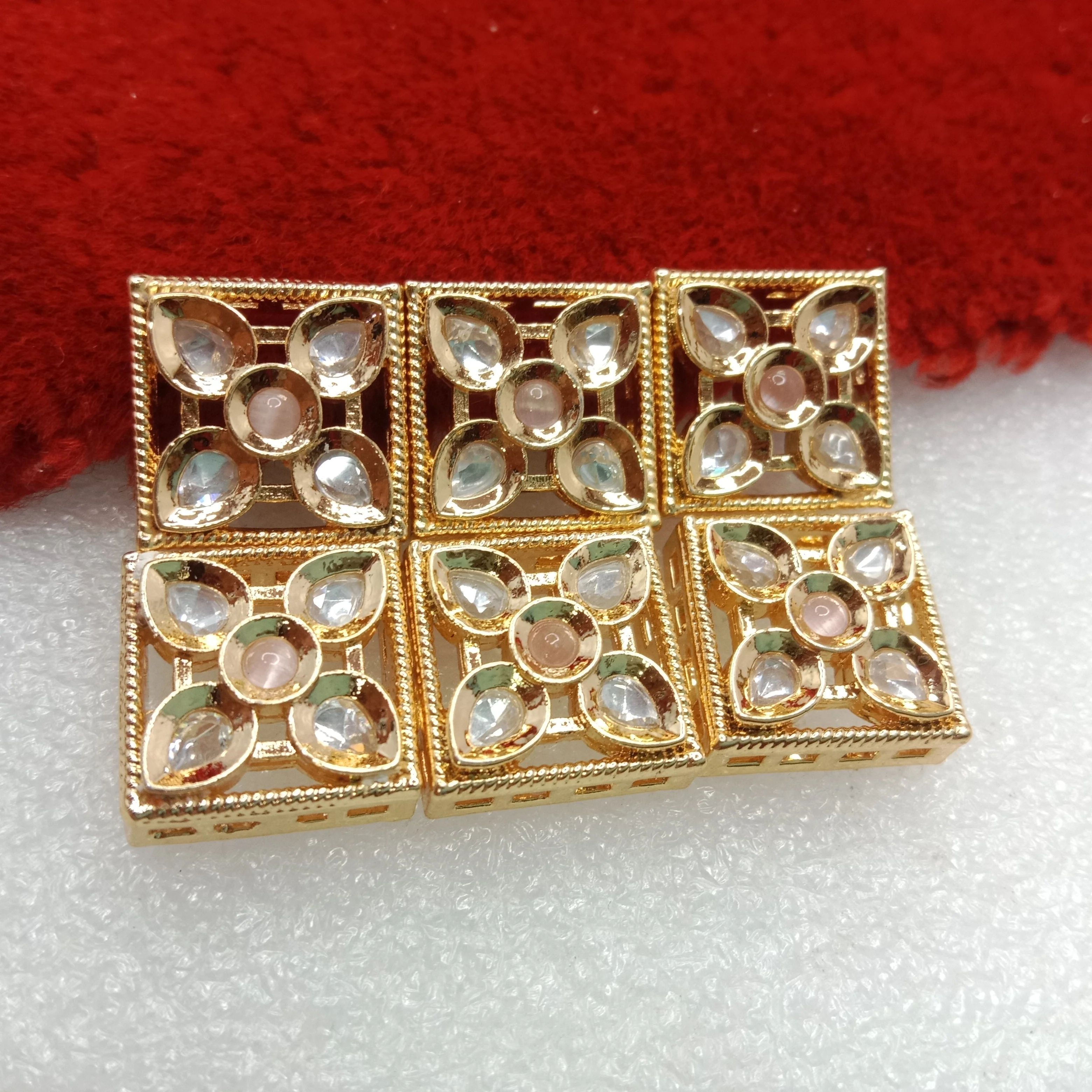 Light pink (6pcs) high quality kundan connectors 14mm(2cm)