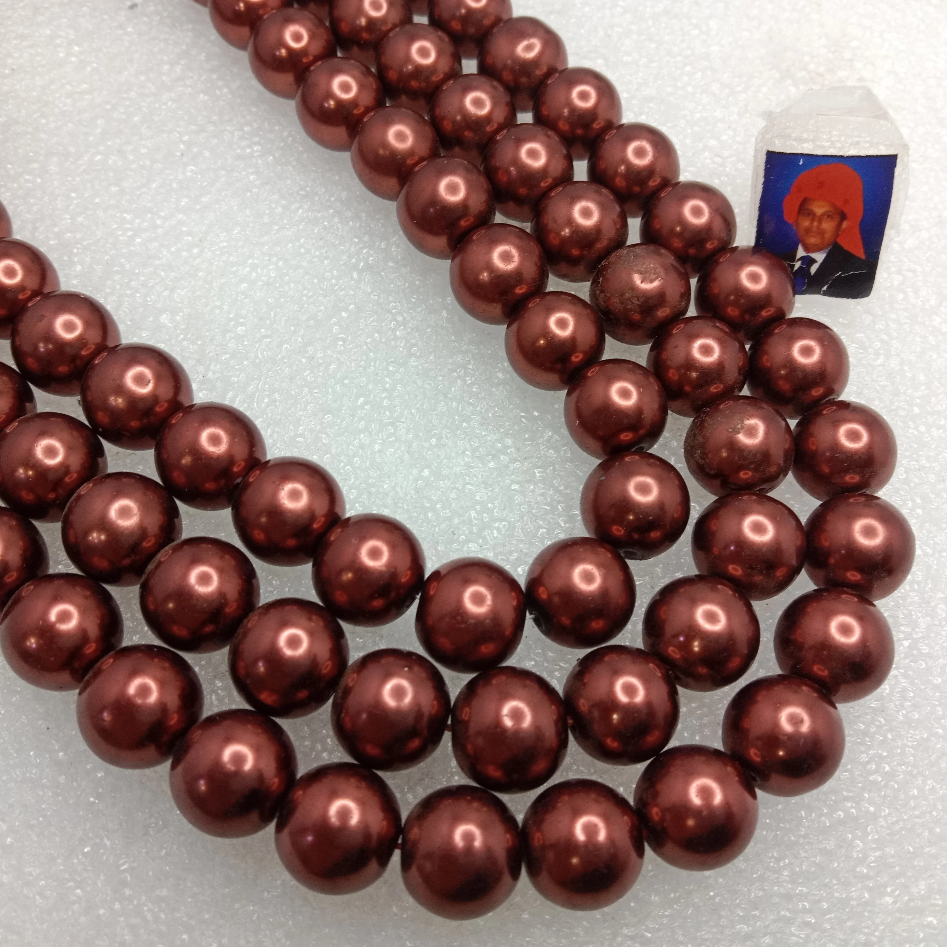 High quality red metallic pearls 12 mm 1 string