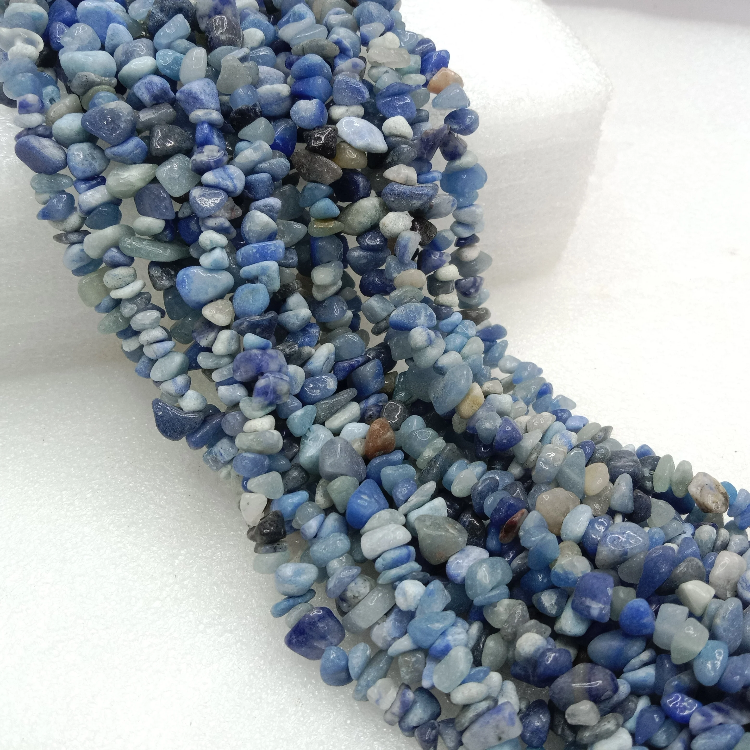 Blue quartz Uncut stone beads 1 string