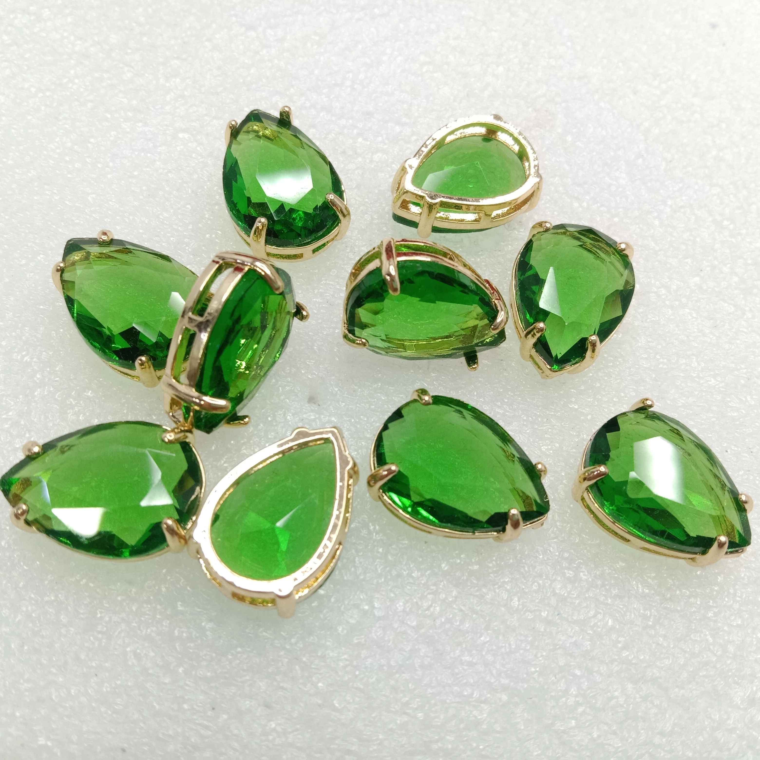 Green stone High quality(10pcs)jewellery  connectors drop shape 22mm (2cm)