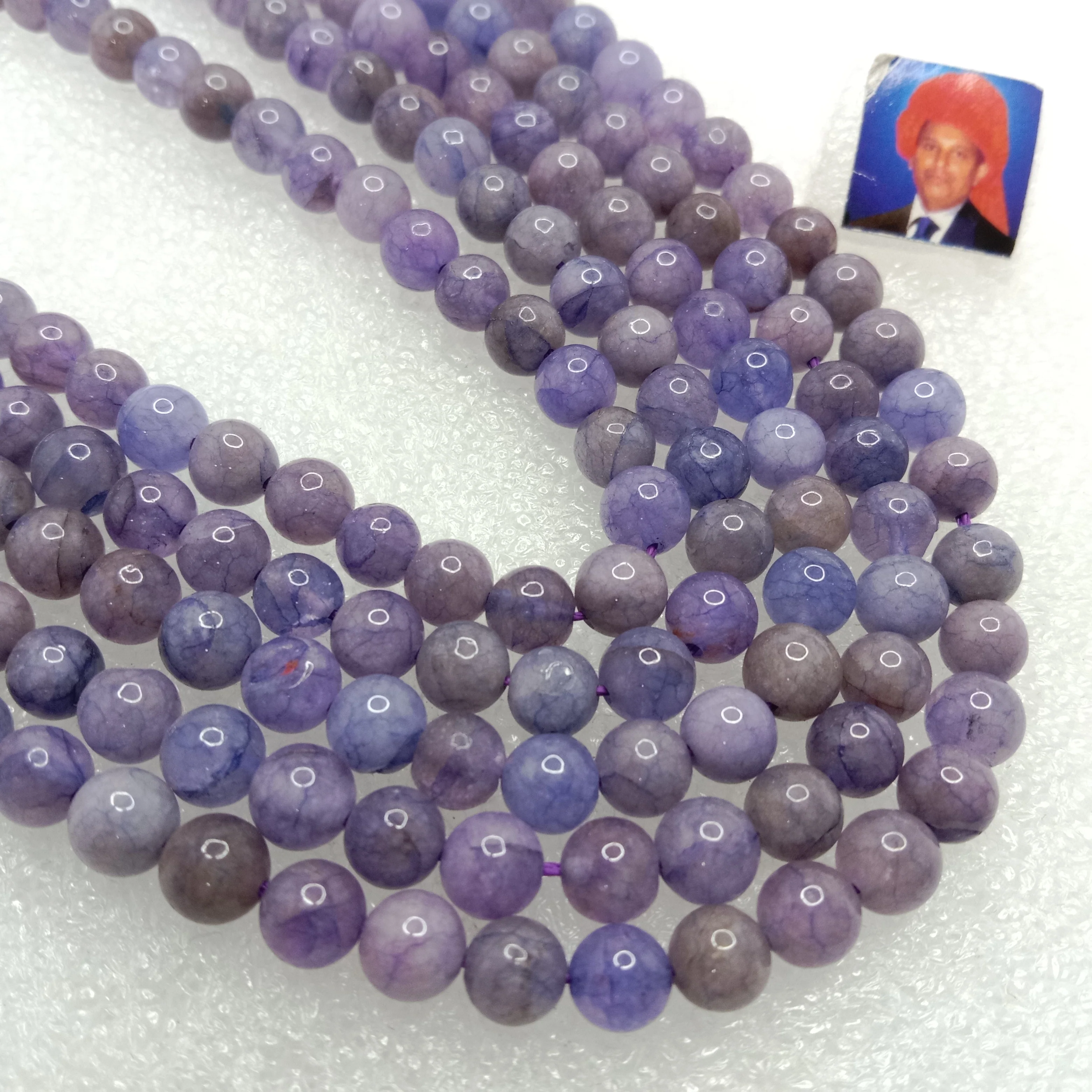 Shaded purple 6mm plan agate beads 1 string