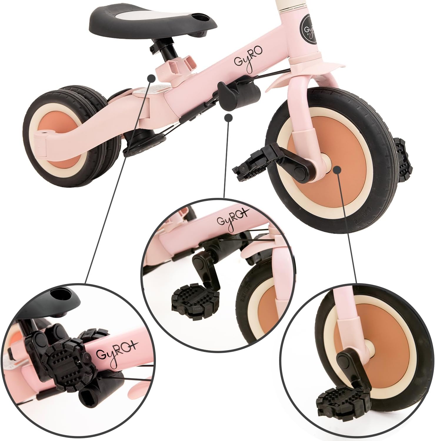 Olmitos - Triciclo Evolutivo de Bebé 5 en 1 GYRO + - Bicicleta Niños Desde 1 Año hasta 5 años - De Triciclo a Bicicleta con o sin Pedales – Adaptable y transformable (Gyro +, Verde)