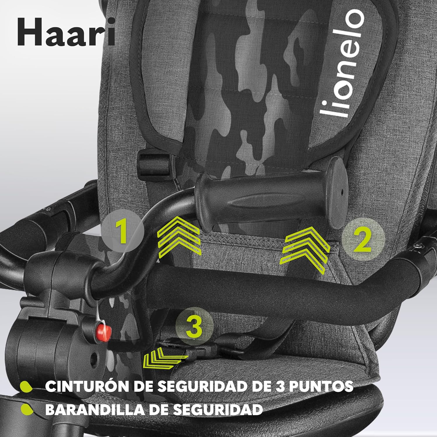 LIONELO Haari Bicicleta 2 en 1 Menores hasta 25 kg 1,5-5 años Triciclo- Carrito Cesta espaciosa, Bolsa y portavasos Cinturones de 3 Puntos con Fundas Toldo Reposapiés Gris