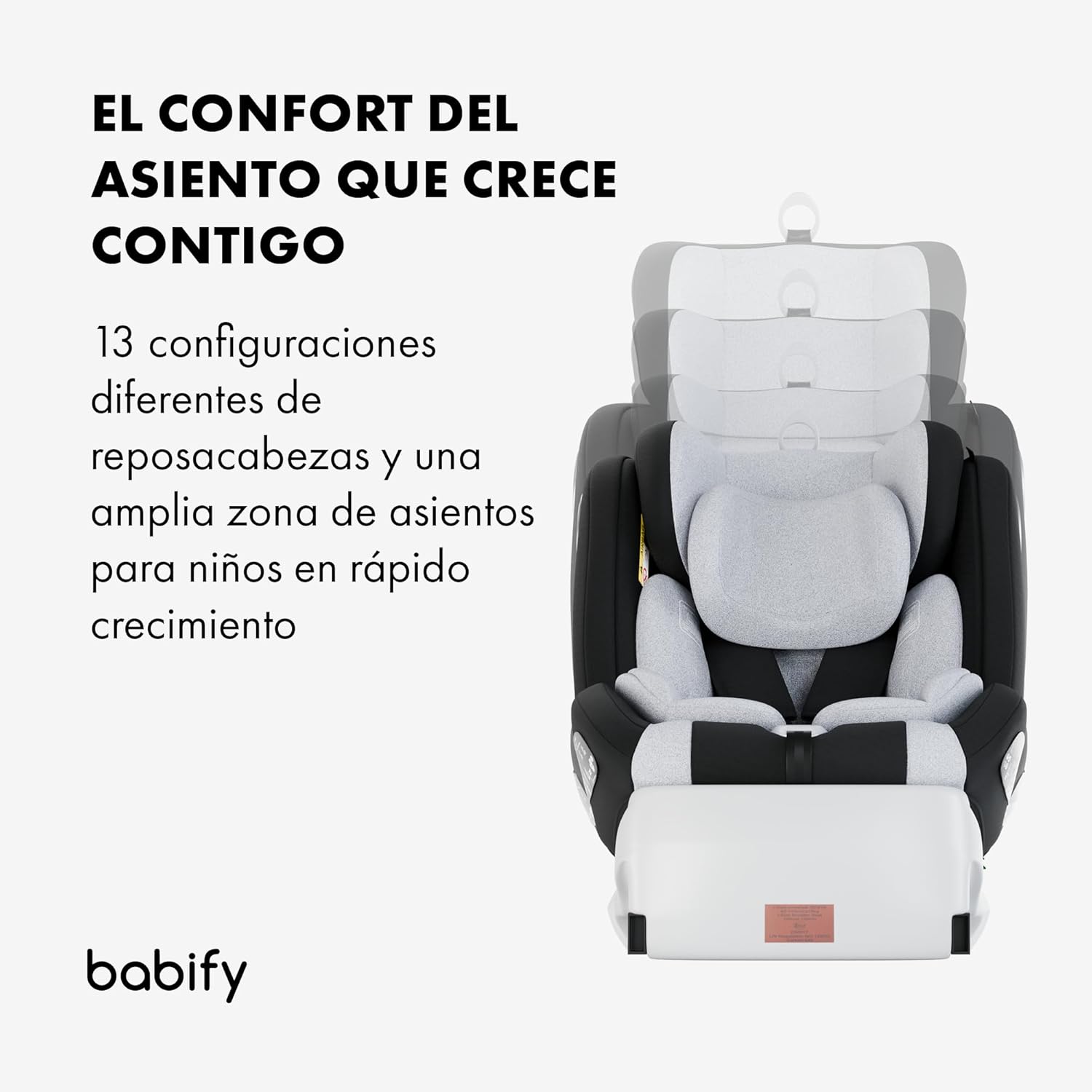 Babify Onboard Silla de Coche Isofix para Bebés y Niños, 0 Meses - 12 Años, Apta Desde 40-150 cm, Ajustable 360º, Asiento Portátil y Seguro i-Size ECE R129 - Black edition