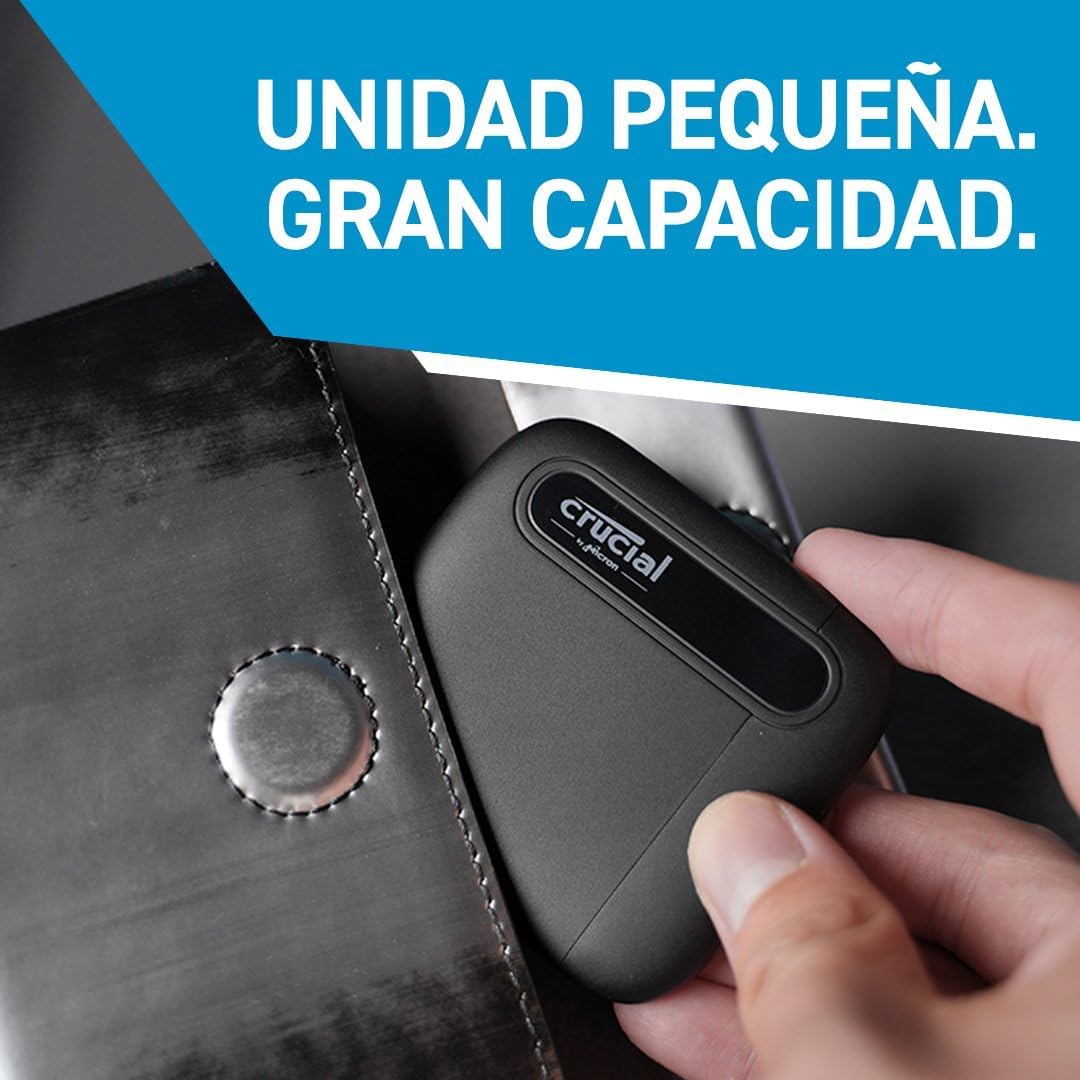 Crucial X9 SSD 4TB Portátil, Hasta 1050MB/s, Compatible con PC, Mac, PlayStation y Xbox, Disco Duro Sólido Externo SSD, USB-C 3.2 - CT4000X9SSD902