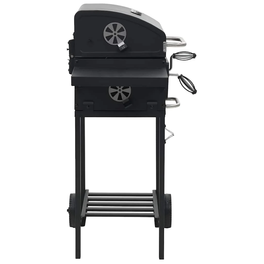 Barbacoa de carbón con estante inferior negra v6900