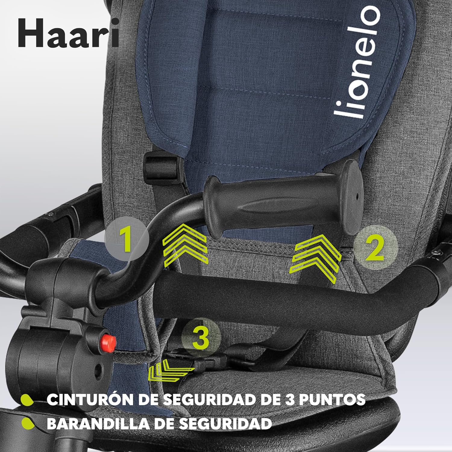 LIONELO Haari Bicicleta 2 en 1 Menores hasta 25 kg 1,5-5 años Triciclo- Carrito Cesta espaciosa, Bolsa y portavasos Cinturones de 3 Puntos con Fundas Toldo Reposapiés Gris