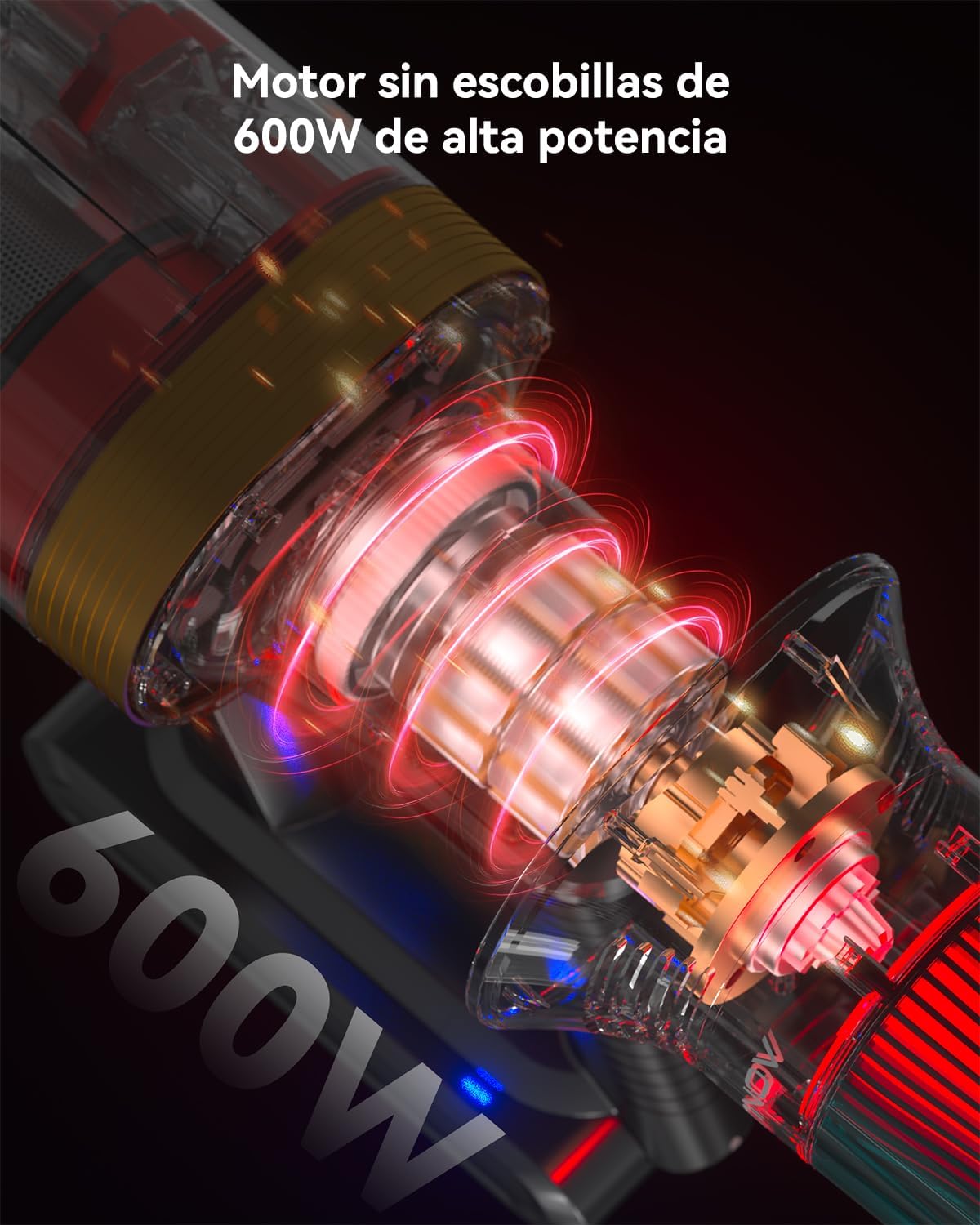 aonus A9 MAX Aspiradora sin Cable, 48Kpa/600W Aspiradora Escoba sin Cable Potente, Separación de Polvo de 1.8L con Doble Taza Mejorada, 70 Minutos de Larga Duración, Adecuada para Pisos/Alfombras/Pelo