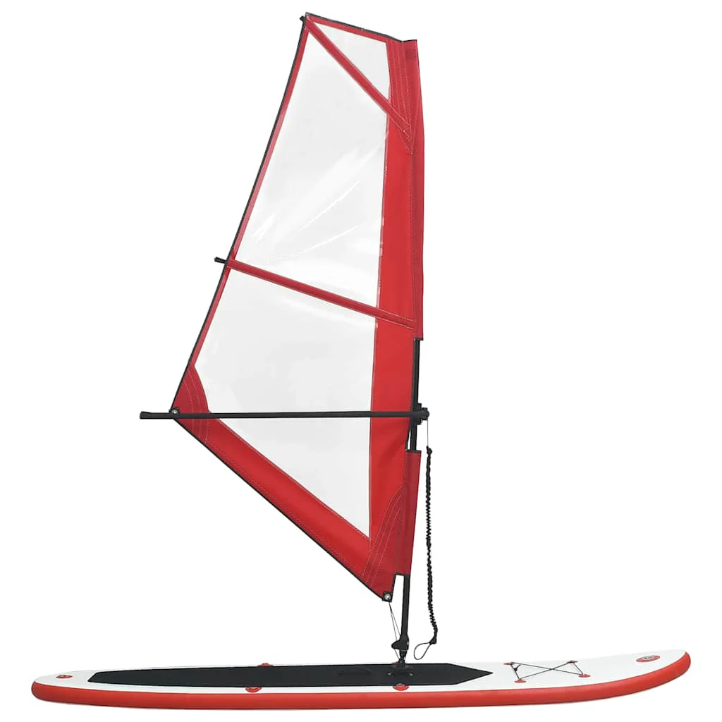 Tabla de paddle surf inflable con vela roja y blanca v9776