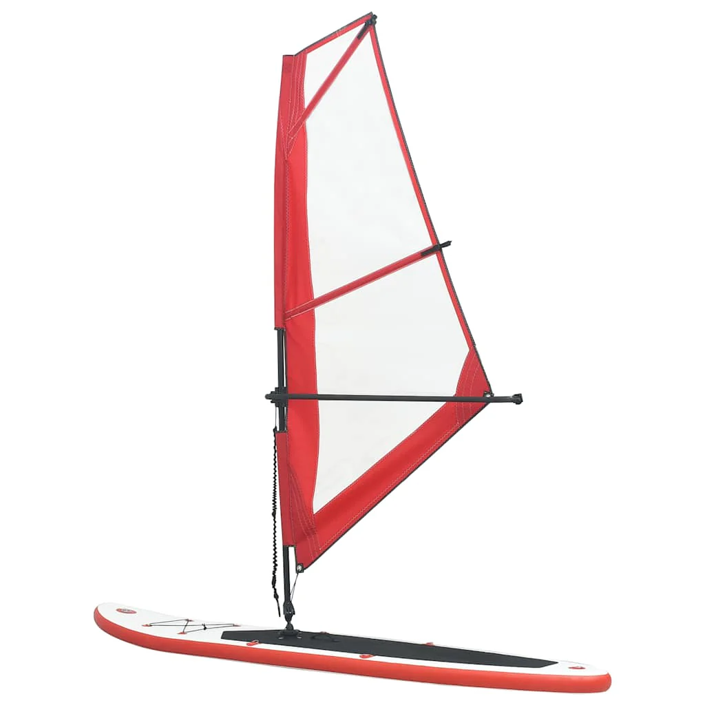 Tabla de paddle surf inflable con vela roja y blanca v9776