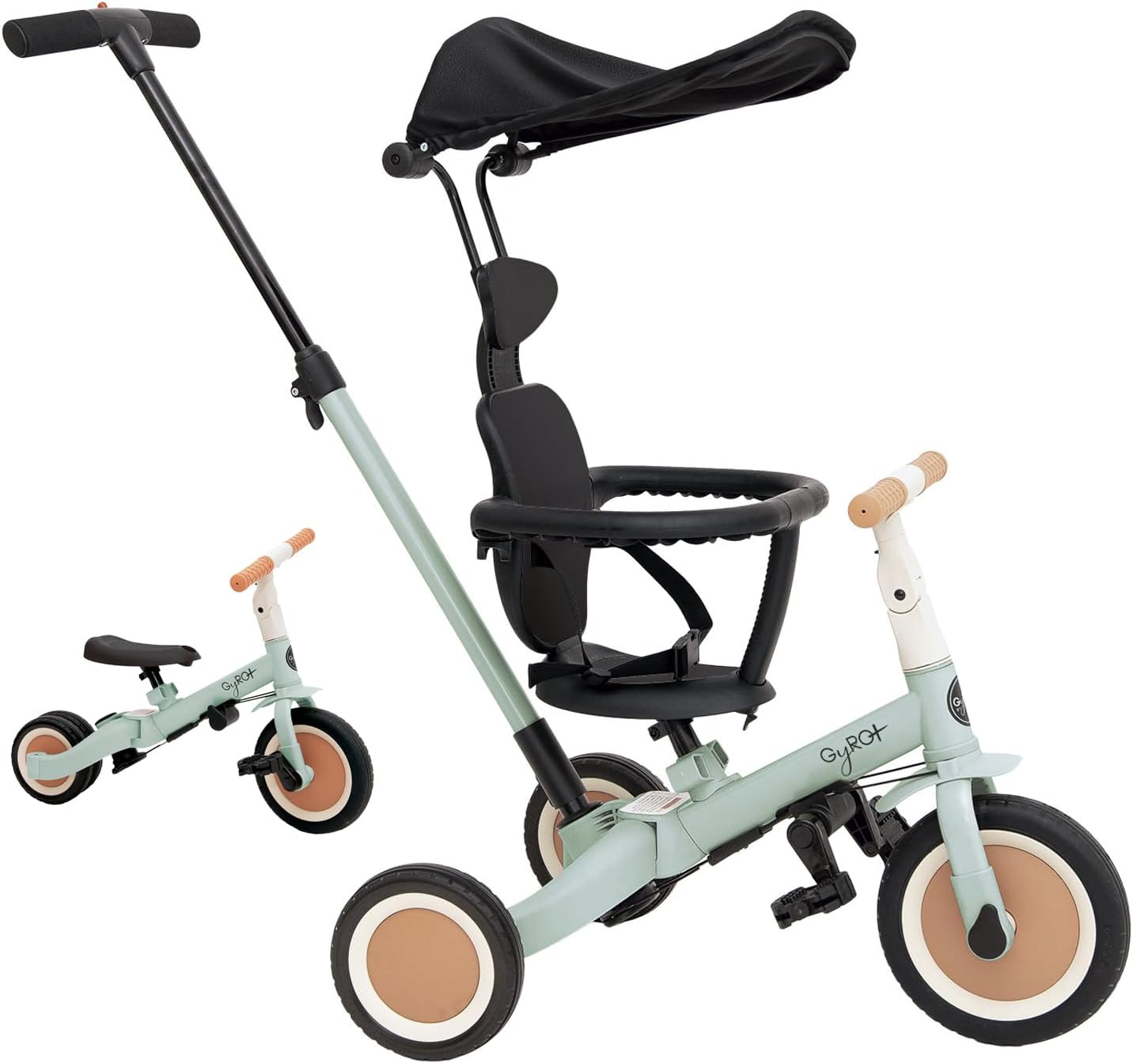 Olmitos - Triciclo Evolutivo de Bebé 5 en 1 GYRO + - Bicicleta Niños Desde 1 Año hasta 5 años - De Triciclo a Bicicleta con o sin Pedales – Adaptable y transformable (Gyro +, Verde)