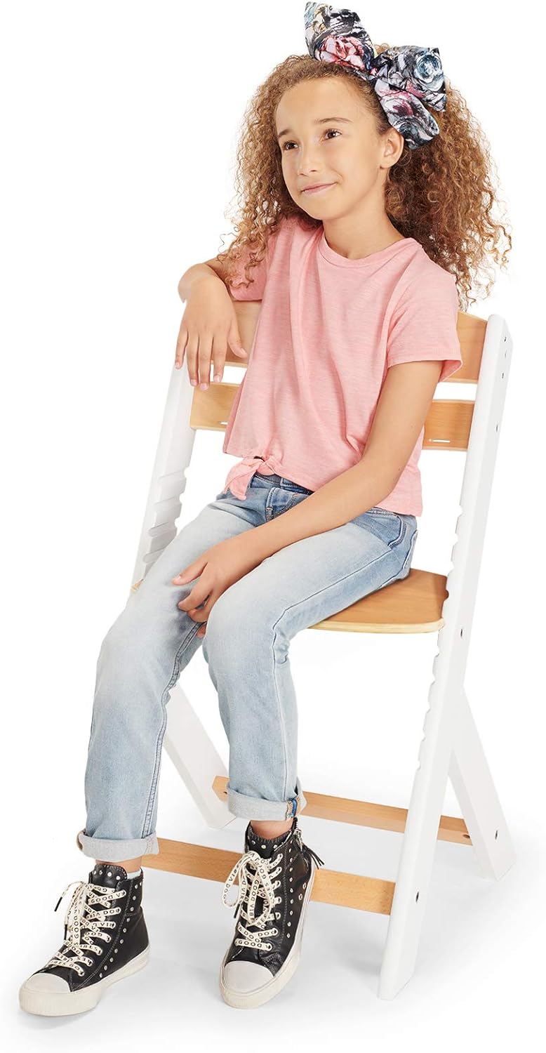 Kinderkraft ENOCK Trona bebé de Madera + Hamaca Bebé CALMEE, portatil, para niños, Silla alta Infantil, Evolutiva, Ergonómica, Barrera y Bandeja, Gris