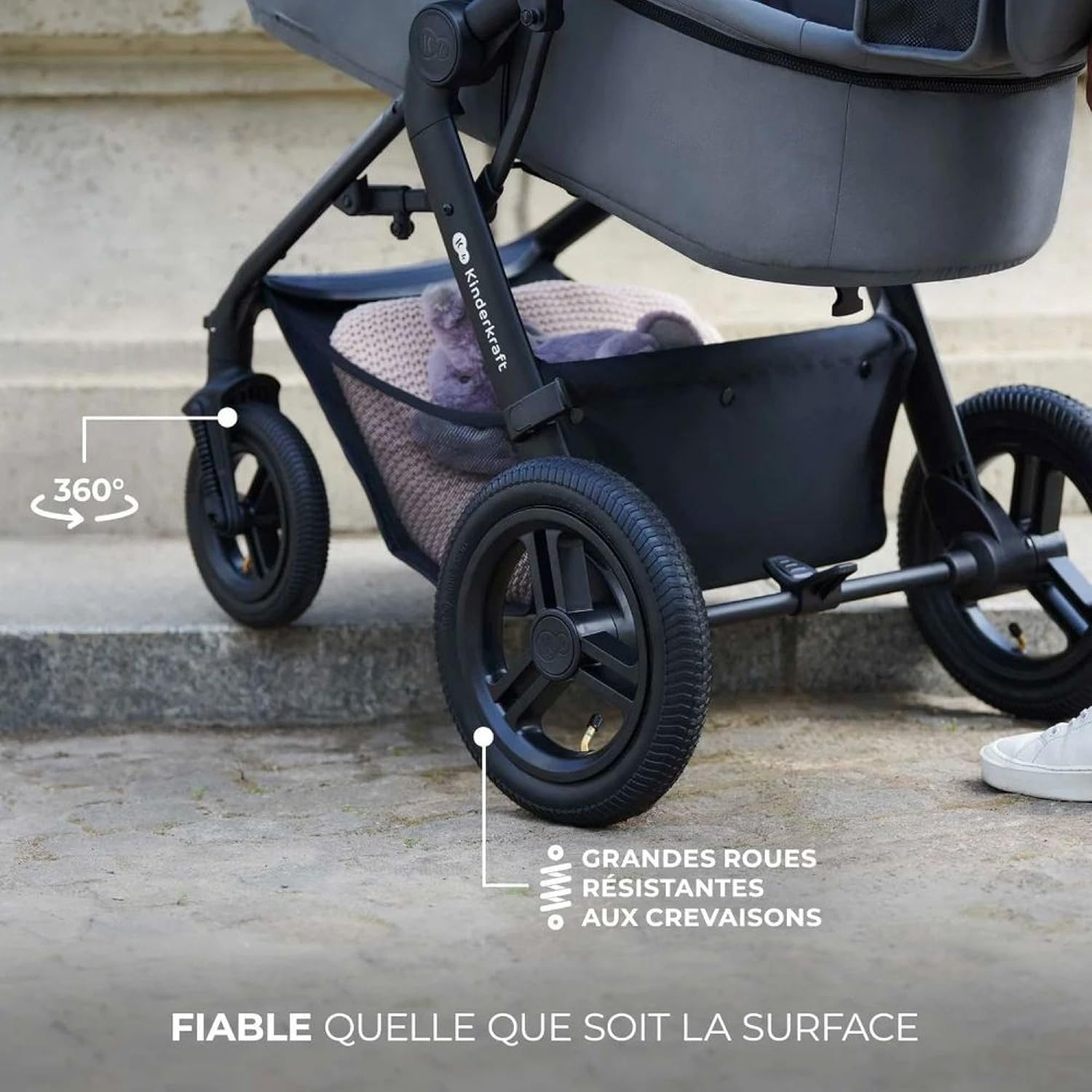 Kinderkraft MOOV2 Silla de Coche 3 en 1, EVA, Mink PRO I-Size, Sistema de Viaje, Cochecito para Bebé, Silla de Paseo, Plegable, para Recién Nacido, Desde el Nacimiento hasta los 3 Años, Gris