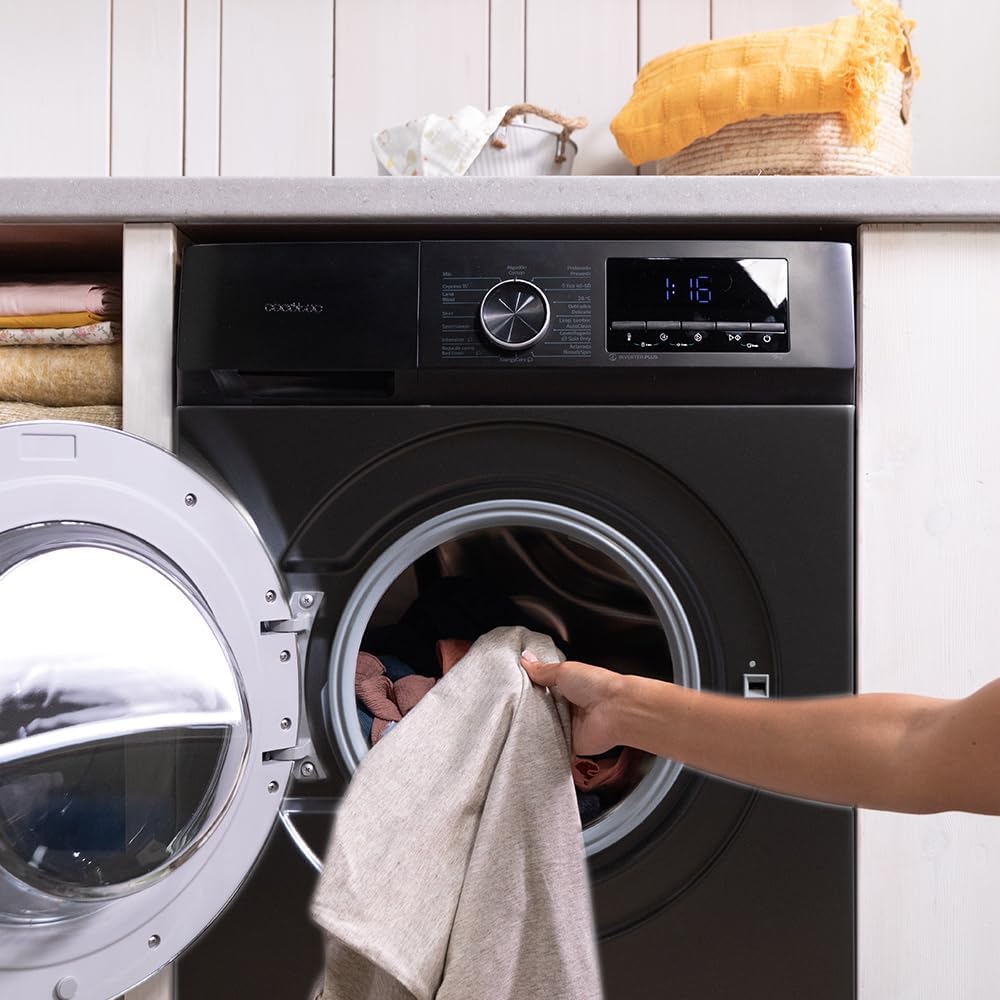 Lavadora 8Kg Carga Frontal Bolero Dresscode 8500 Inverter Steel A. 1900W, 1400 rpm, Motor Inverter Plus, Bajo Consumo, 16 Programas, SteamMax, Delay Start, Acero