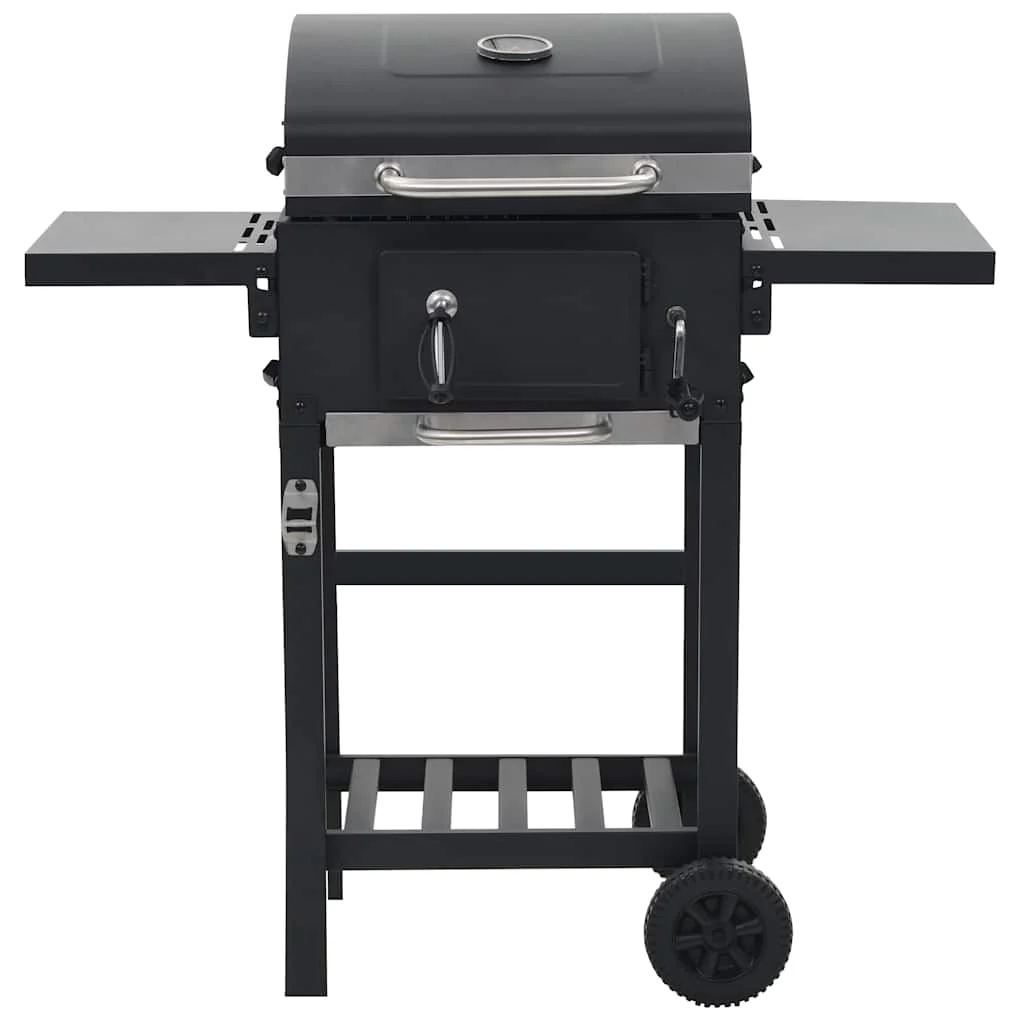 Barbacoa de carbón con estante inferior negra v6900