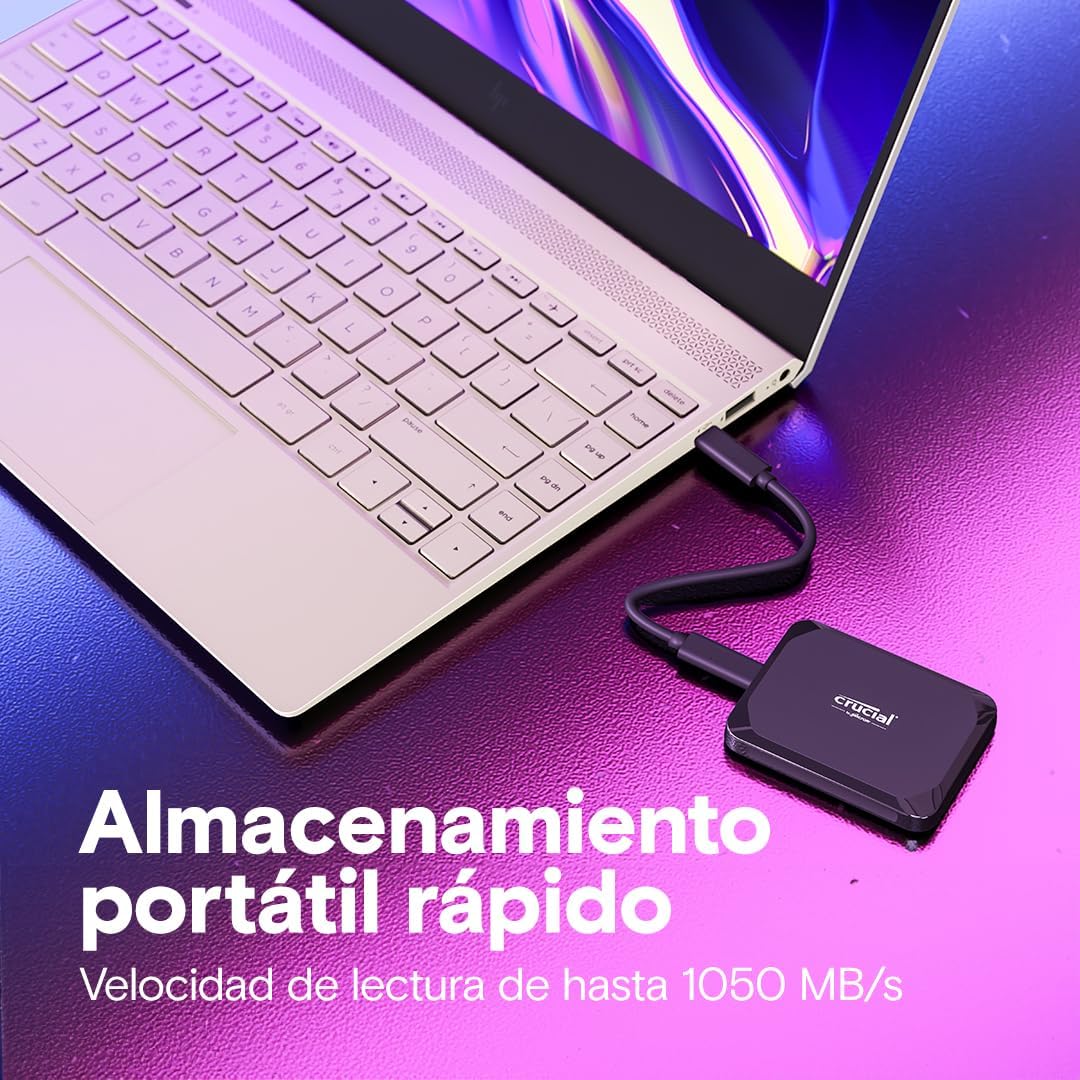 Crucial X9 SSD 4TB Portátil, Hasta 1050MB/s, Compatible con PC, Mac, PlayStation y Xbox, Disco Duro Sólido Externo SSD, USB-C 3.2 - CT4000X9SSD902