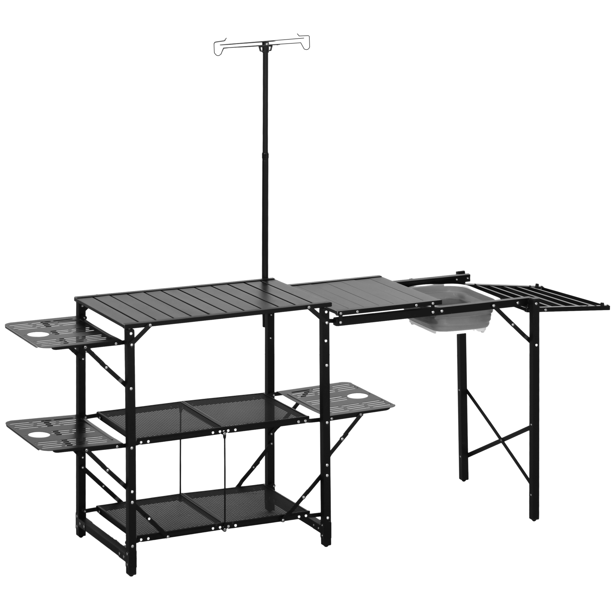 Armario de Camping Outsunny Aluminio, Acero Negro 173x52x174 cm