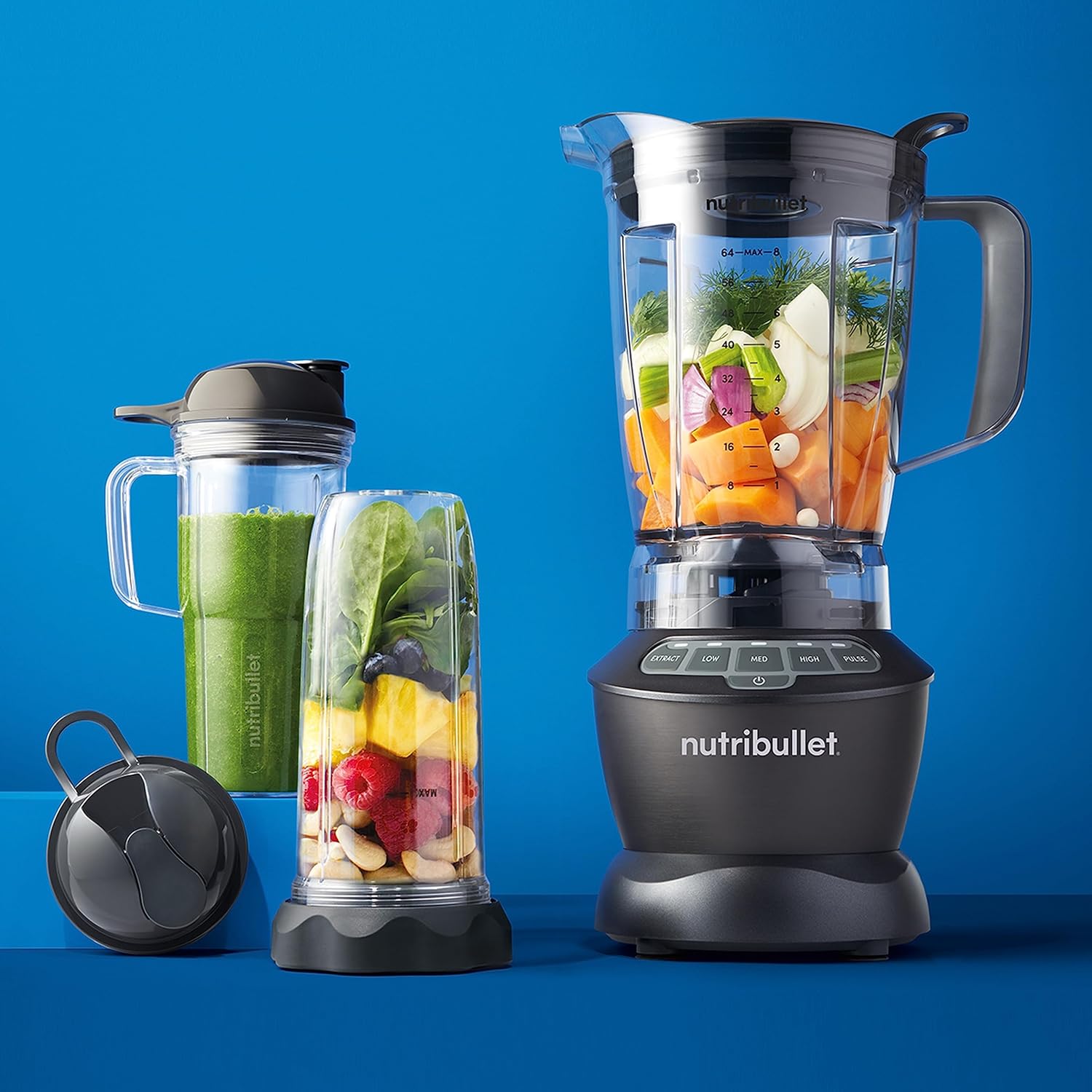 nutribullet triple Prep System, batidora eléctrica, batidora de vaso profesional multifunción, 1500 vatios de potencia, 3 electrodomésticos, negro, NBF580B