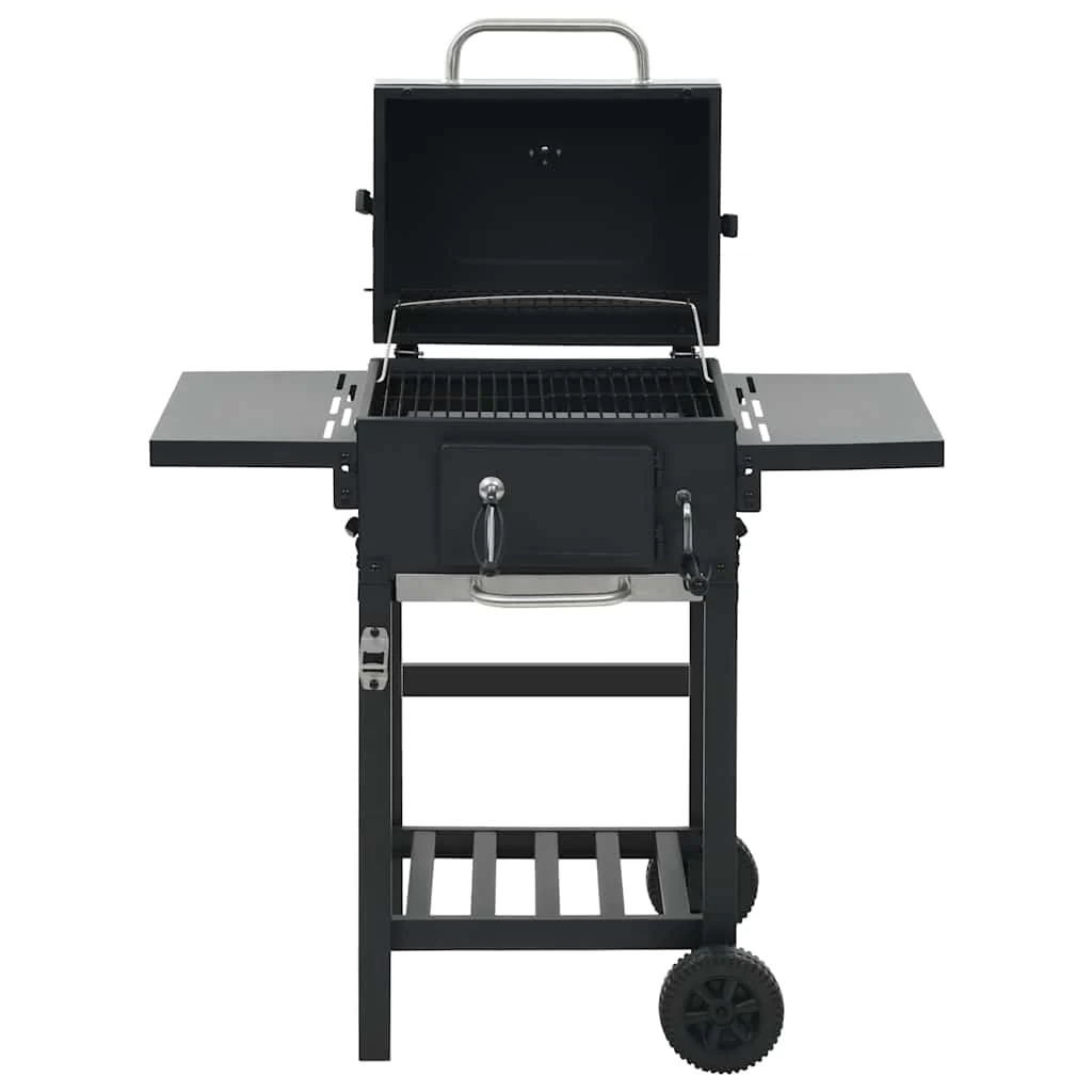 Barbacoa de carbón con estante inferior negra v6900