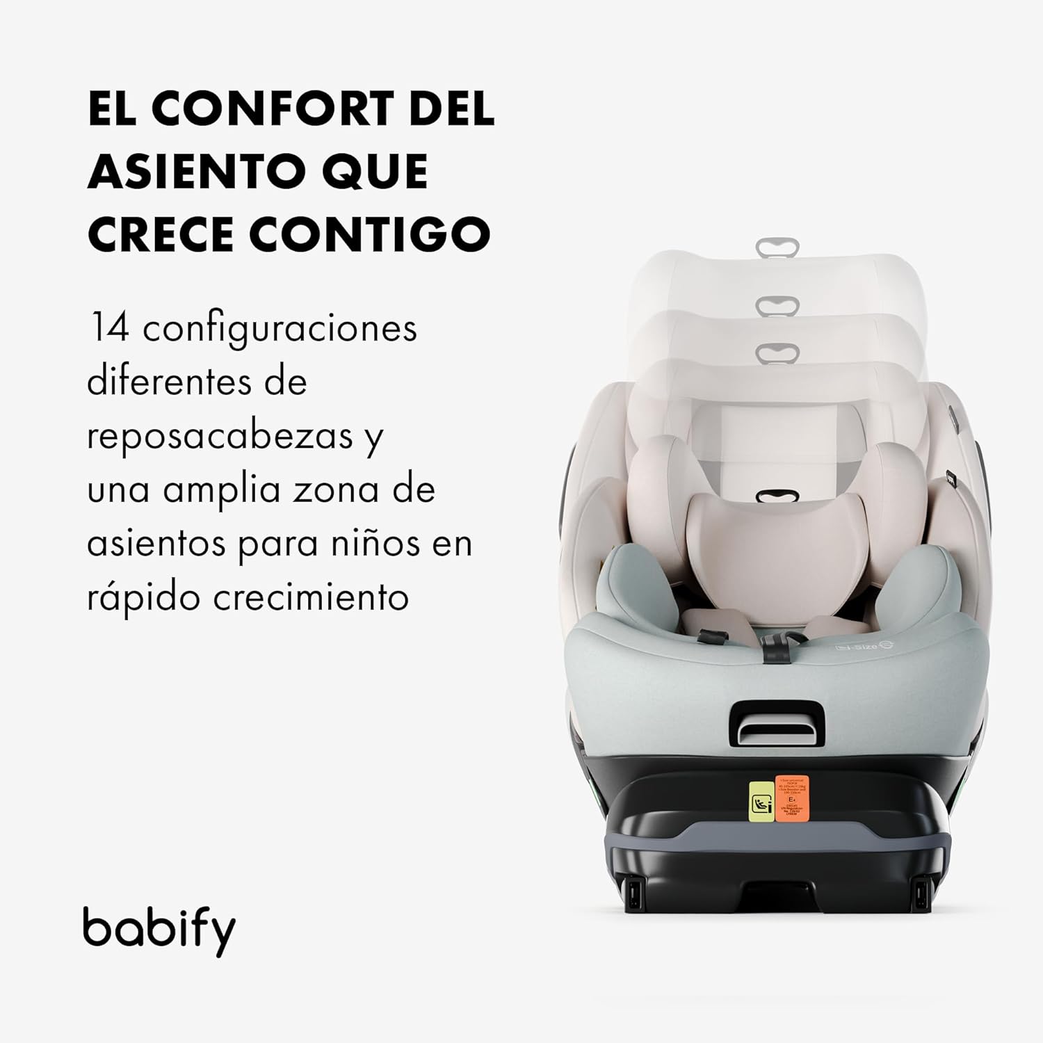 Babify Onboard Silla de Coche Isofix para Bebés y Niños, 0 Meses - 12 Años, Apta Desde 40-150 cm, Ajustable 360º, Asiento Portátil y Seguro i-Size ECE R129 - Black edition