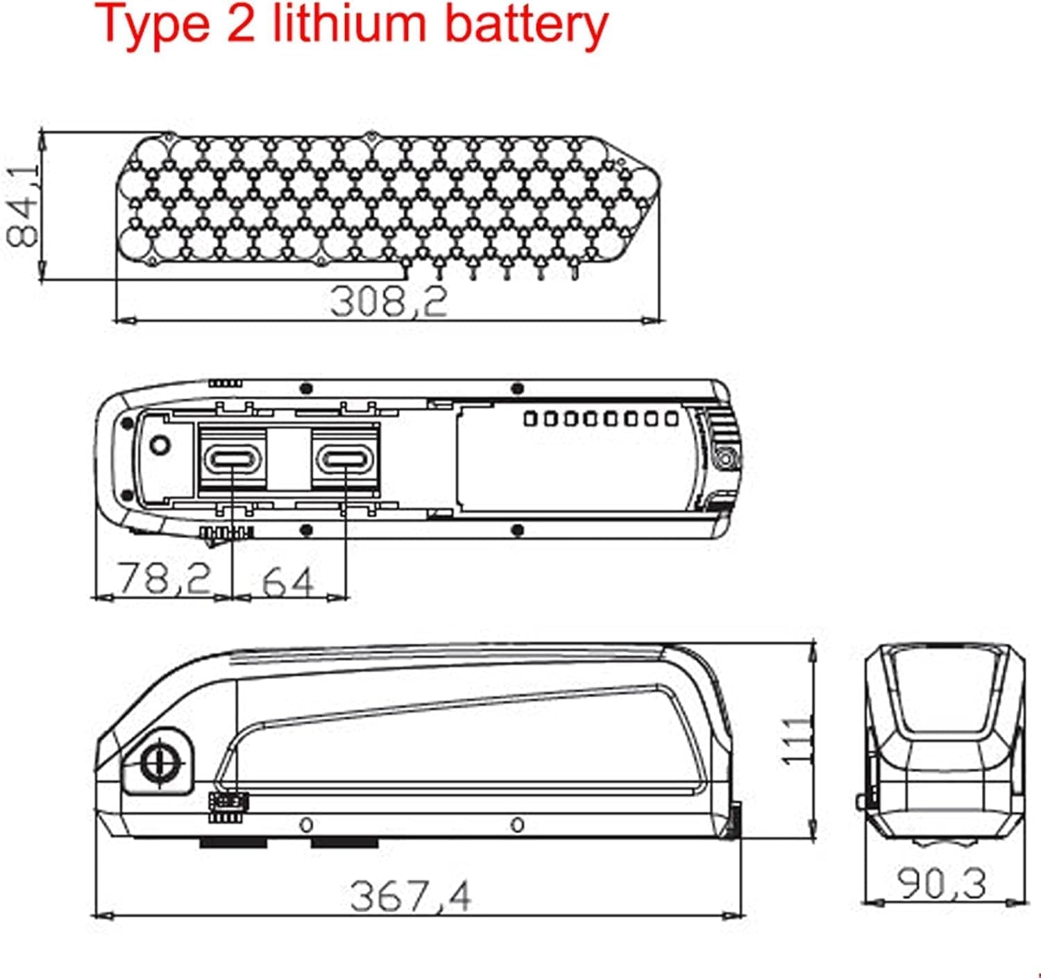 Batería de Bicicleta Eléctrica 36V 15Ah Batería Ebike con Cargador, Paquete de batería 18650, para Kit de conversión de Motor eléctrico para Bicicleta de montaña/Bicicleta