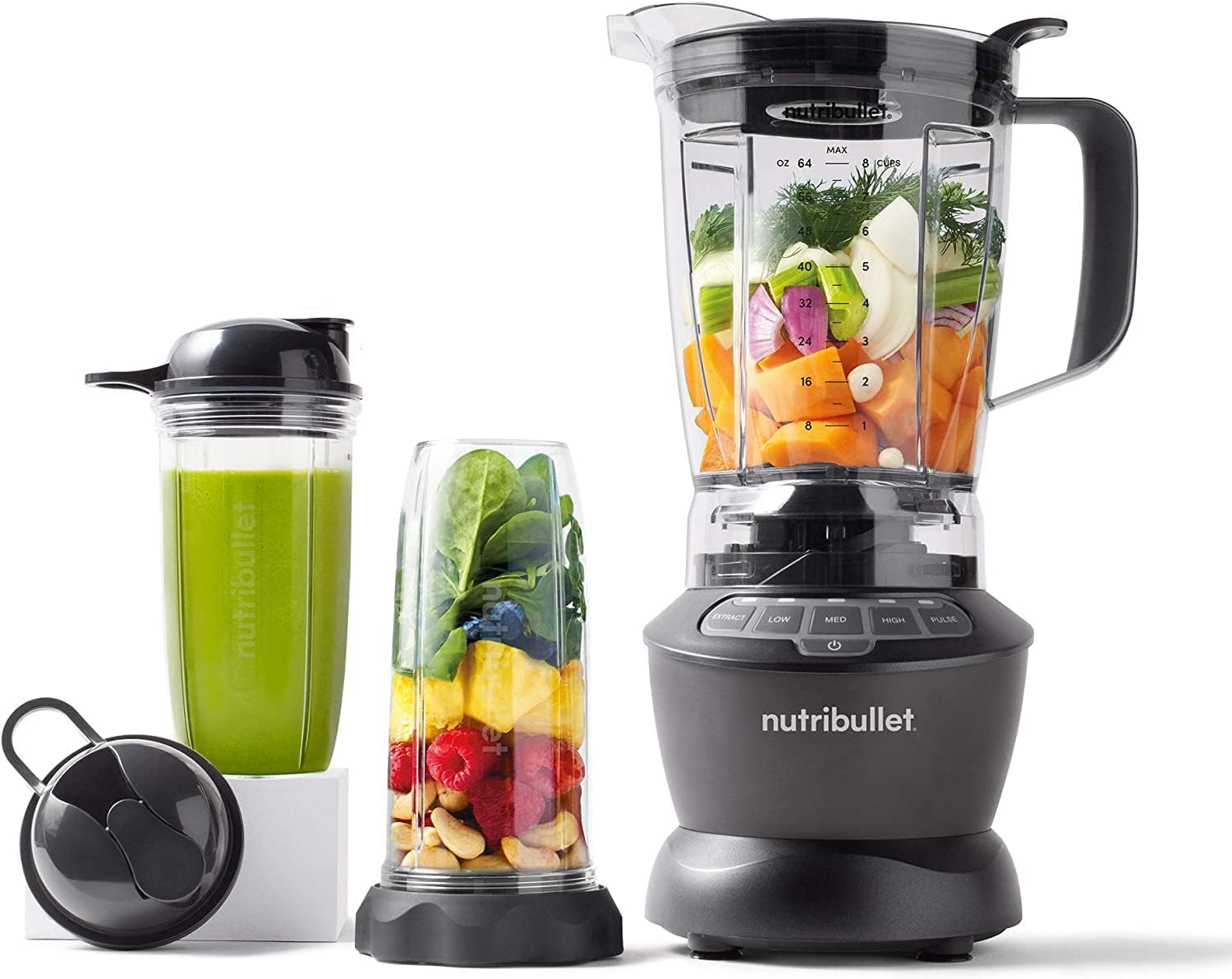 nutribullet triple Prep System, batidora eléctrica, batidora de vaso profesional multifunción, 1500 vatios de potencia, 3 electrodomésticos, negro, NBF580B
