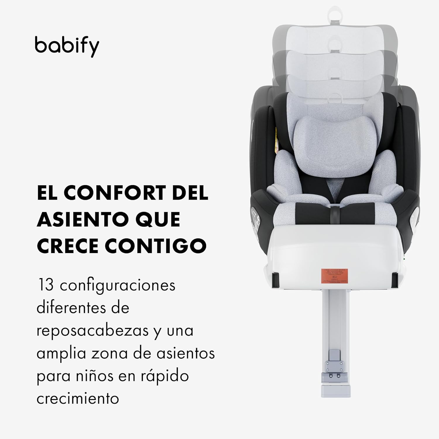 Babify Onboard Silla de Coche Isofix para Bebés y Niños, 0 Meses - 12 Años, Apta Desde 40-150 cm, Ajustable 360º, Asiento Portátil y Seguro i-Size ECE R129 - Black edition