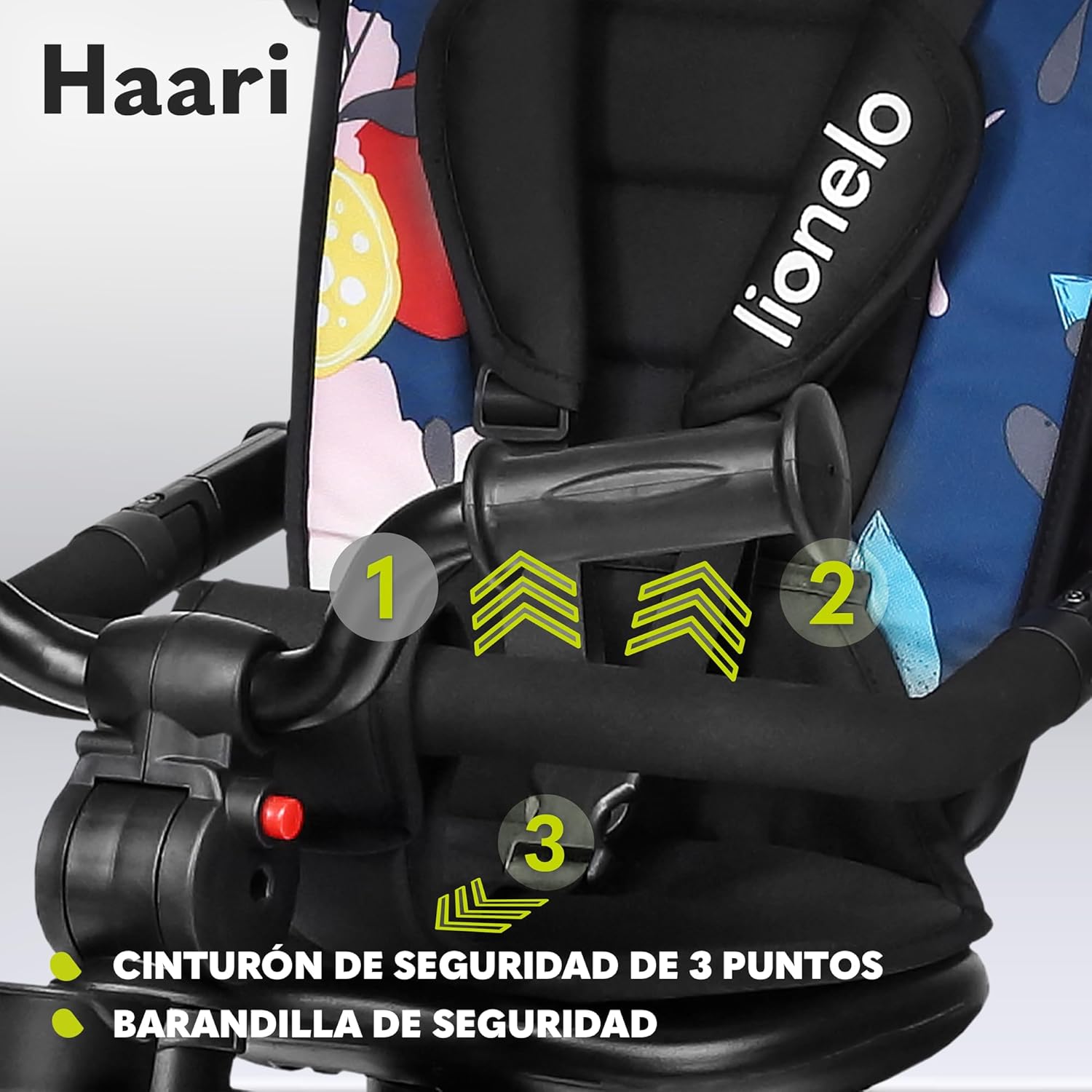 LIONELO Haari Bicicleta 2 en 1 Menores hasta 25 kg 1,5-5 años Triciclo- Carrito Cesta espaciosa, Bolsa y portavasos Cinturones de 3 Puntos con Fundas Toldo Reposapiés Gris