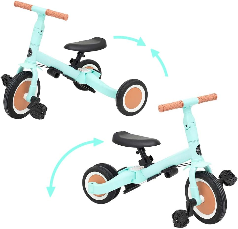 Olmitos - Triciclo Evolutivo de Bebé 5 en 1 GYRO + - Bicicleta Niños Desde 1 Año hasta 5 años - De Triciclo a Bicicleta con o sin Pedales – Adaptable y transformable (Gyro +, Verde)