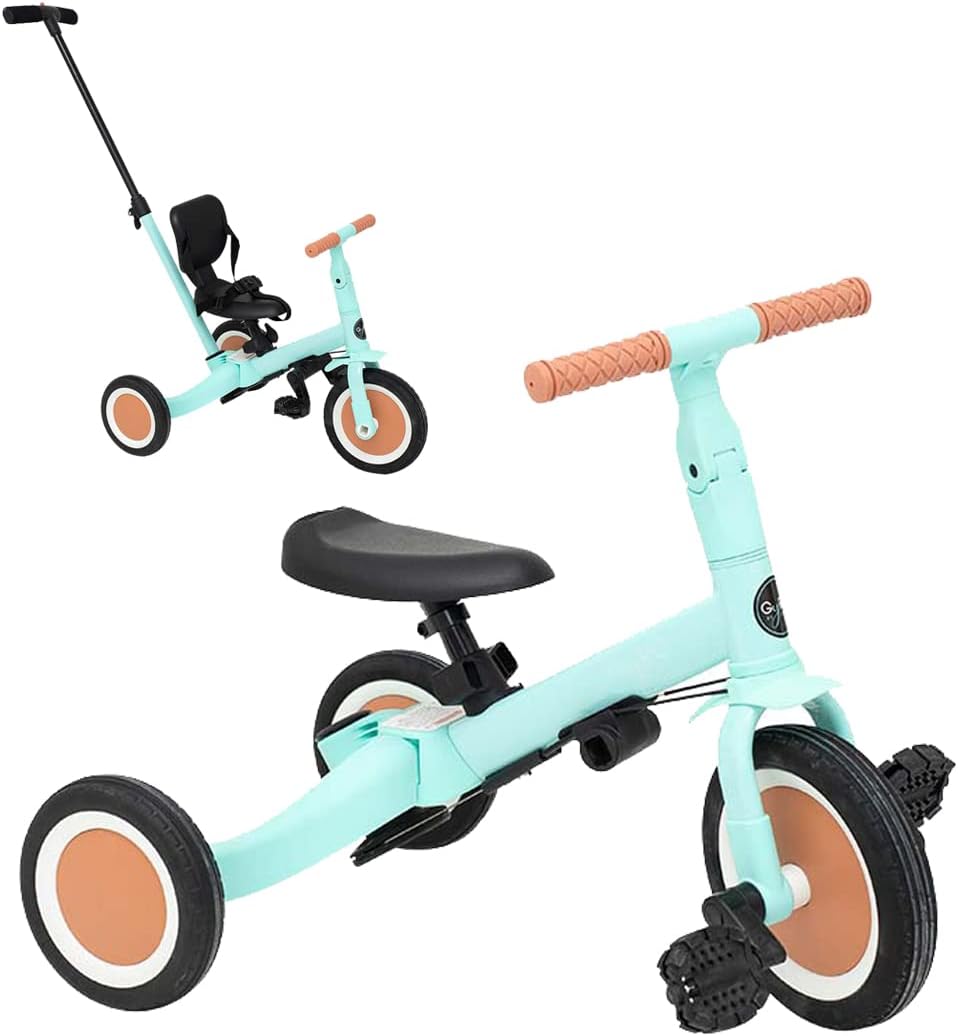 Olmitos - Triciclo Evolutivo de Bebé 5 en 1 GYRO + - Bicicleta Niños Desde 1 Año hasta 5 años - De Triciclo a Bicicleta con o sin Pedales – Adaptable y transformable (Gyro +, Verde)