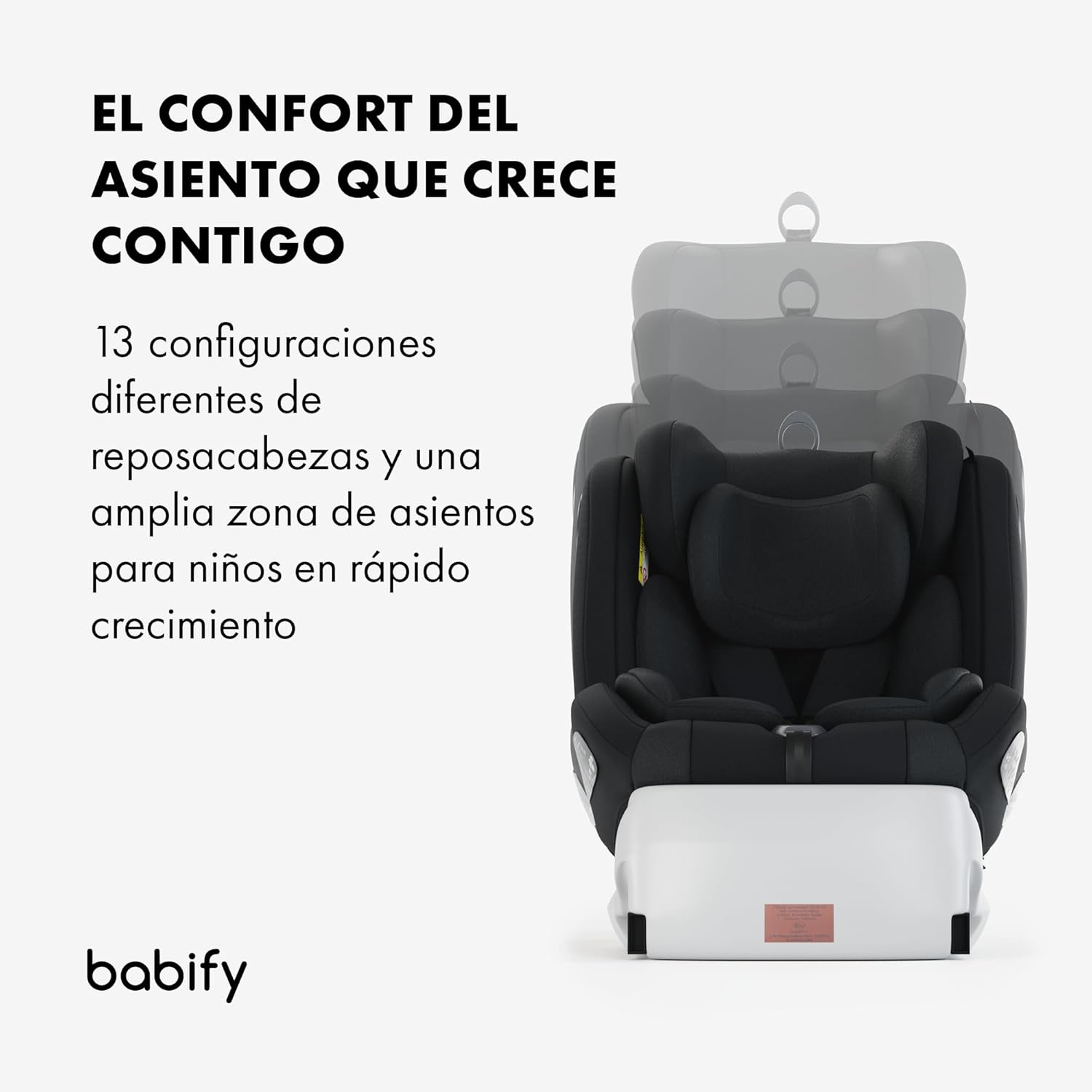 Babify Onboard Silla de Coche Isofix para Bebés y Niños, 0 Meses - 12 Años, Apta Desde 40-150 cm, Ajustable 360º, Asiento Portátil y Seguro i-Size ECE R129 - Black edition