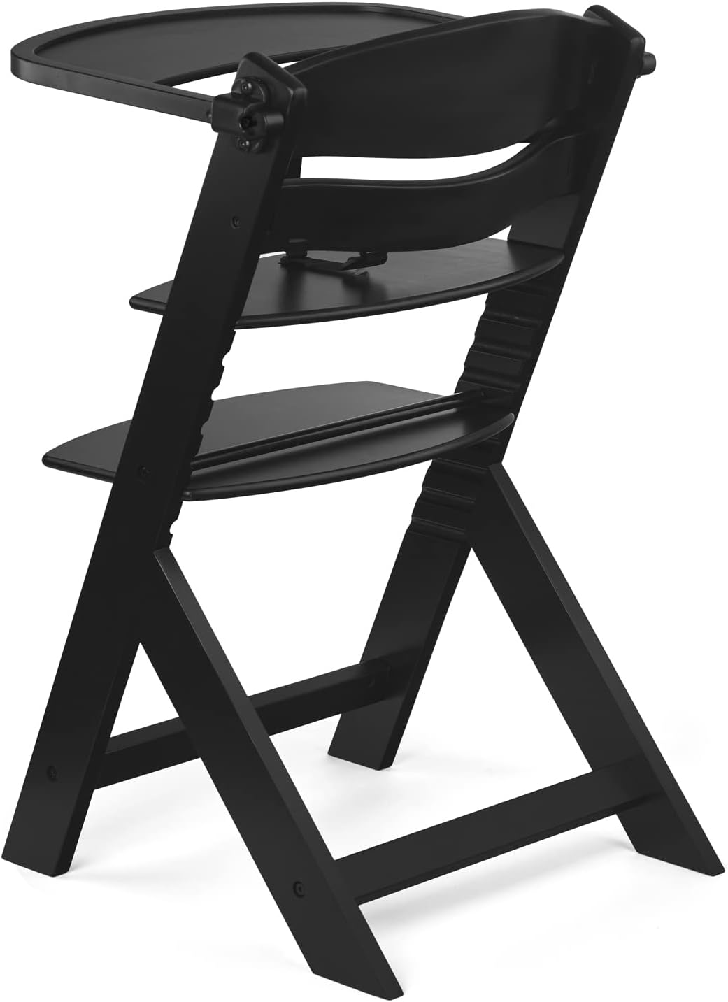 Kinderkraft ENOCK Trona bebé de Madera + Hamaca Bebé CALMEE, portatil, para niños, Silla alta Infantil, Evolutiva, Ergonómica, Barrera y Bandeja, Gris
