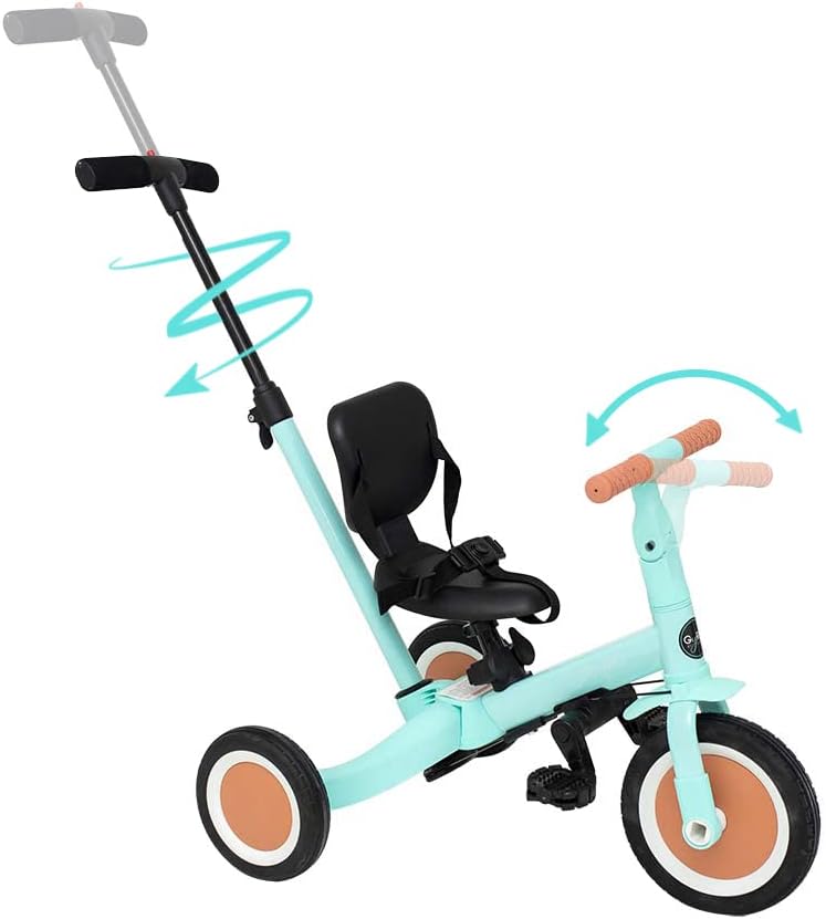 Olmitos - Triciclo Evolutivo de Bebé 5 en 1 GYRO + - Bicicleta Niños Desde 1 Año hasta 5 años - De Triciclo a Bicicleta con o sin Pedales – Adaptable y transformable (Gyro +, Verde)