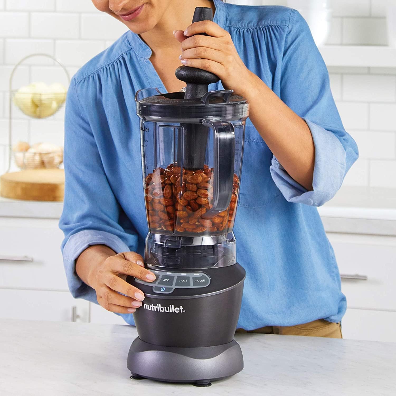 nutribullet triple Prep System, batidora eléctrica, batidora de vaso profesional multifunción, 1500 vatios de potencia, 3 electrodomésticos, negro, NBF580B