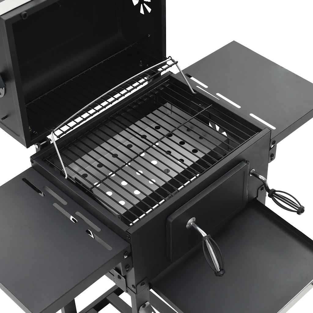 Barbacoa de carbón con estante inferior negra v6900