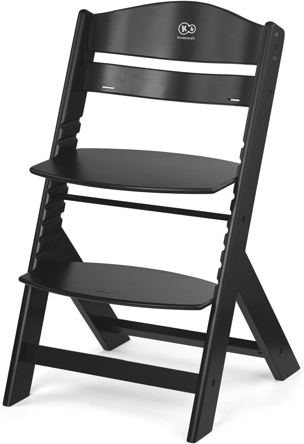 Kinderkraft ENOCK Trona bebé de Madera + Hamaca Bebé CALMEE, portatil, para niños, Silla alta Infantil, Evolutiva, Ergonómica, Barrera y Bandeja, Gris