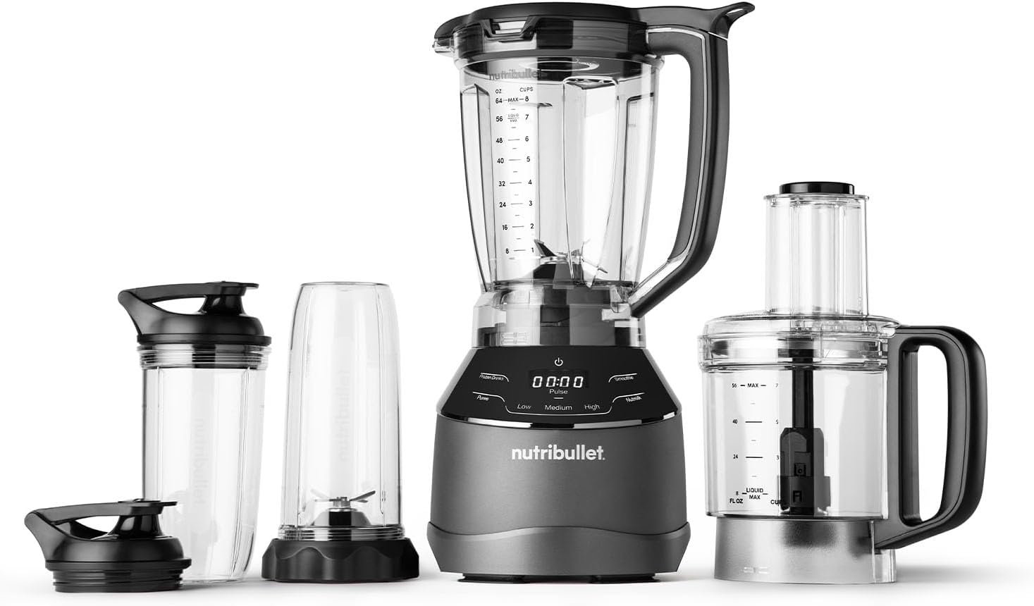 nutribullet triple Prep System, batidora eléctrica, batidora de vaso profesional multifunción, 1500 vatios de potencia, 3 electrodomésticos, negro, NBF580B