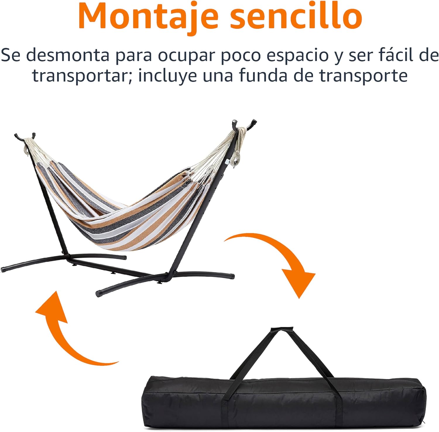Amazon Basics medianas Hamaca de tela con soporte, Abigarrado, 300 x 117 x 100 cm