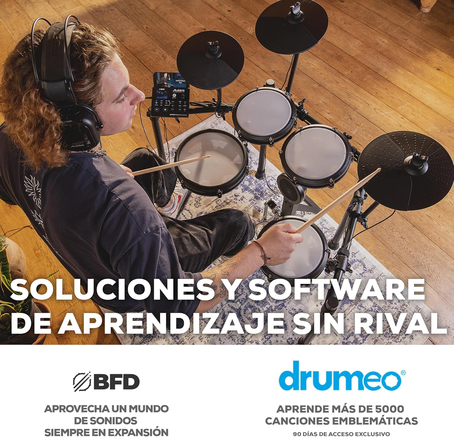 Alesis Nitro Max Kit Batería Electrónica con Parches Silenciosos de Malla, Caja de Doble Zona de 10