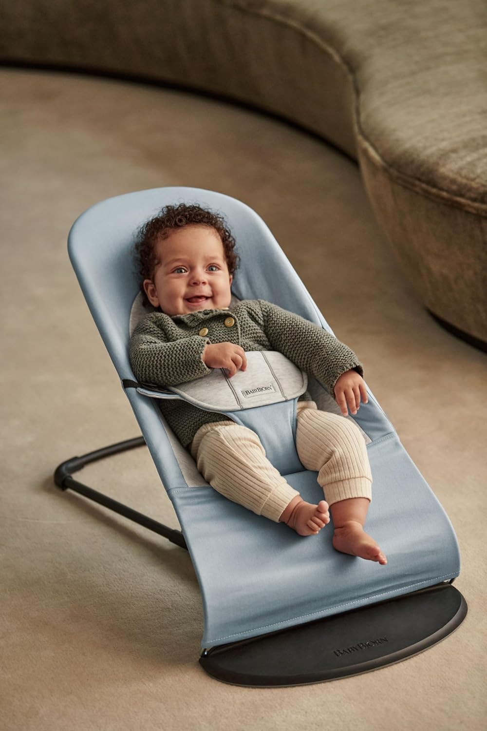 BabyBjörn Hamaca Balance Soft, Tejido/Jersey, Salvia claro/Gris
