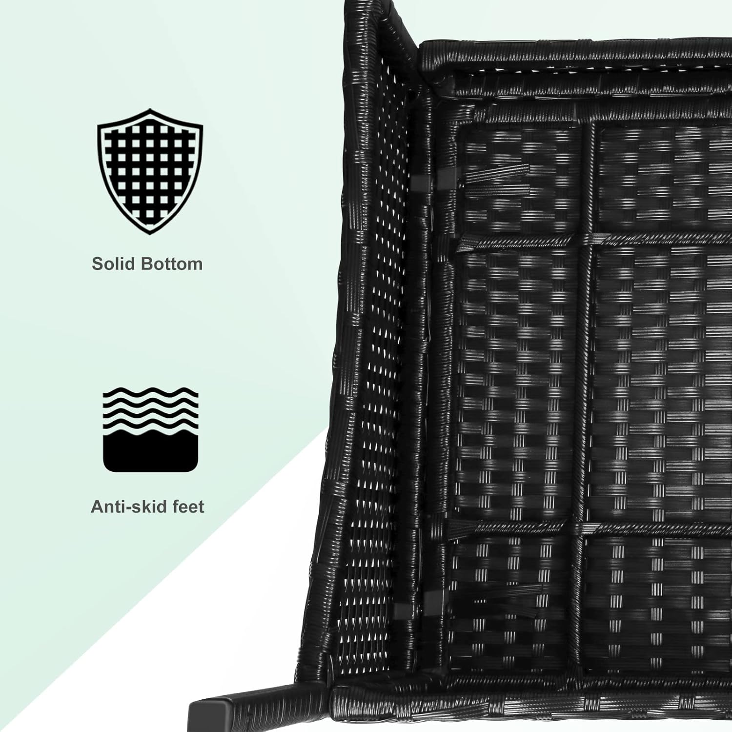 bigzzia. Juego de Muebles de jardín de ratán, 4 Piezas, Muebles de Mimbre para Patio, 2 sillones, 1 sofá de Dos Lugares y 1 Mesa (Negro)