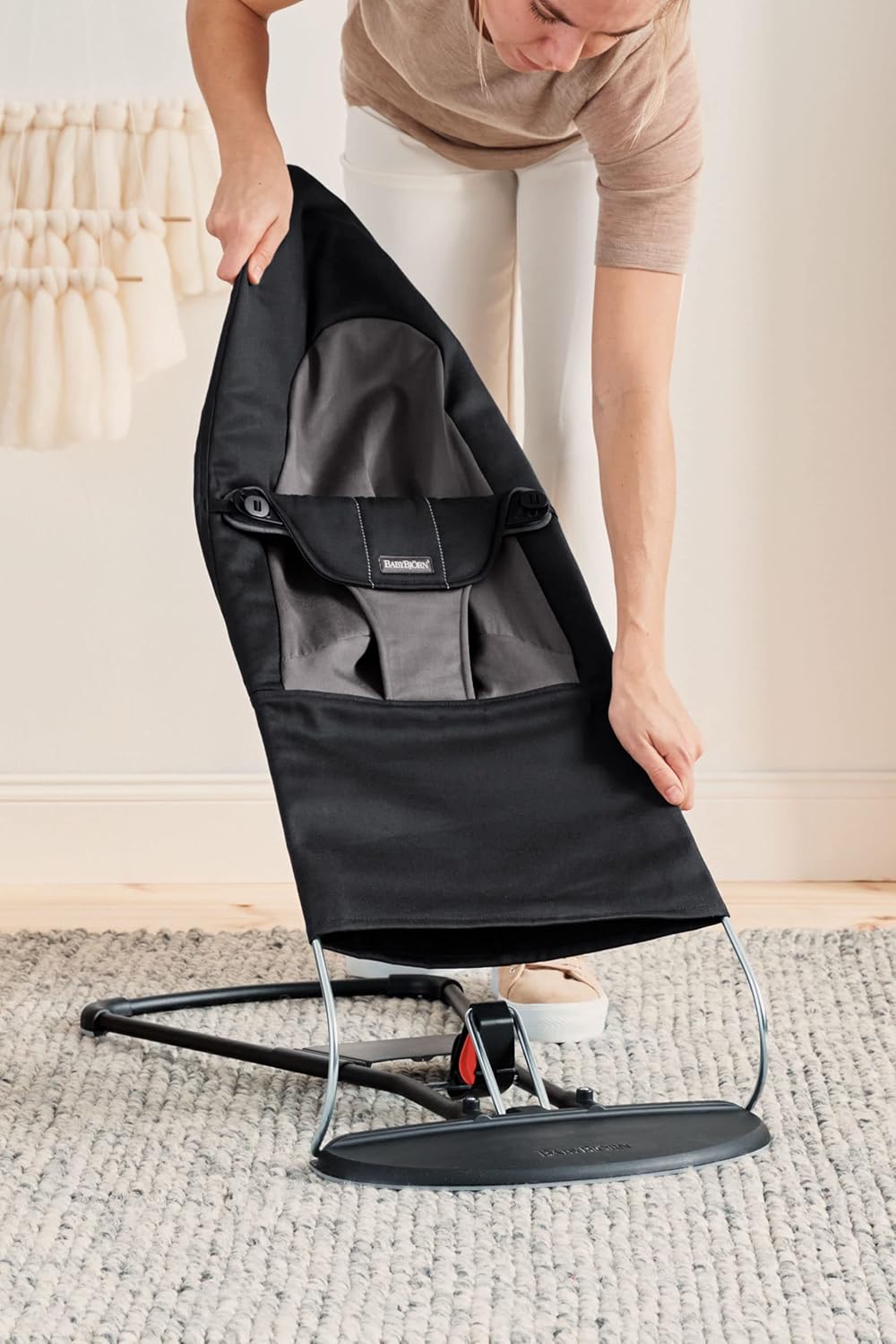 BabyBjörn Hamaca Balance Soft, Tejido/Jersey, Salvia claro/Gris