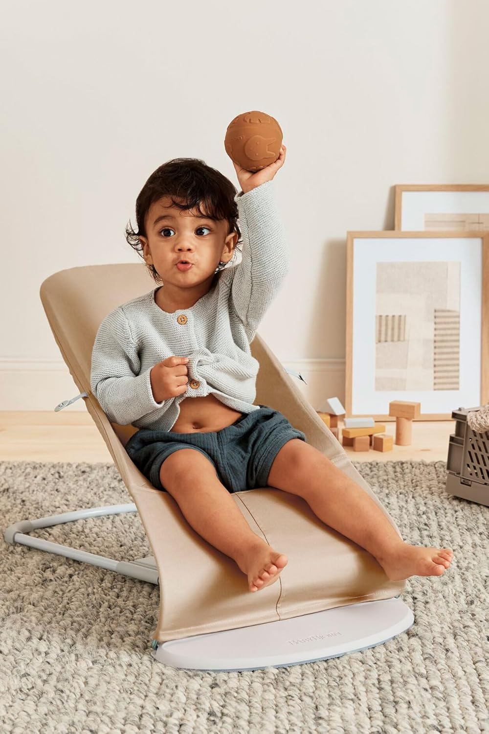 BabyBjörn Hamaca Balance Soft, Tejido/Jersey, Salvia claro/Gris