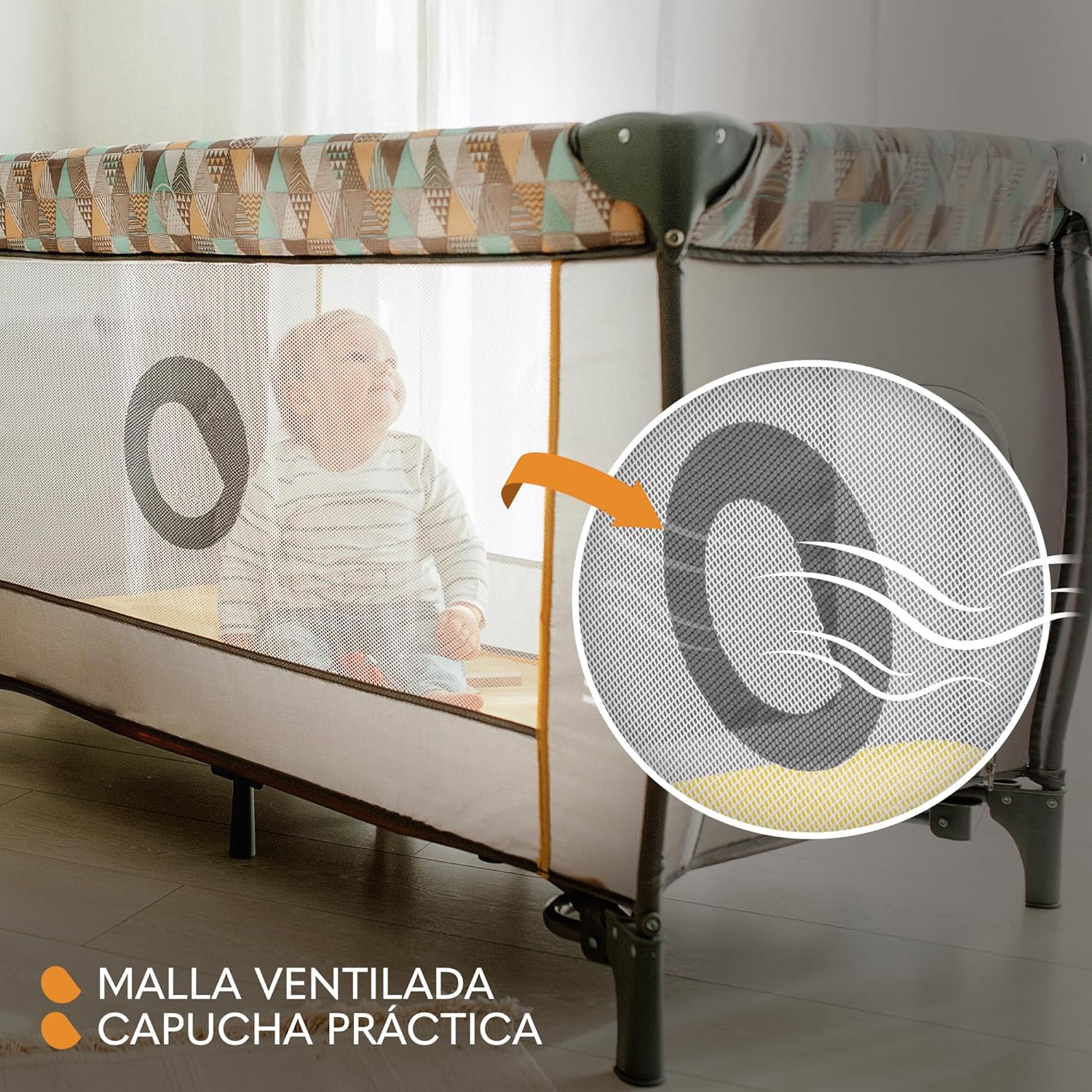 lionelo Sven Plus 2en1 Cuna de Viaje y Parque de bebés 0-36M para niños hasta 15 kg Función de Cambiador Mosquitero Apertura Lateral con Cremallera Ajuste de Altura Gris y Turquesa