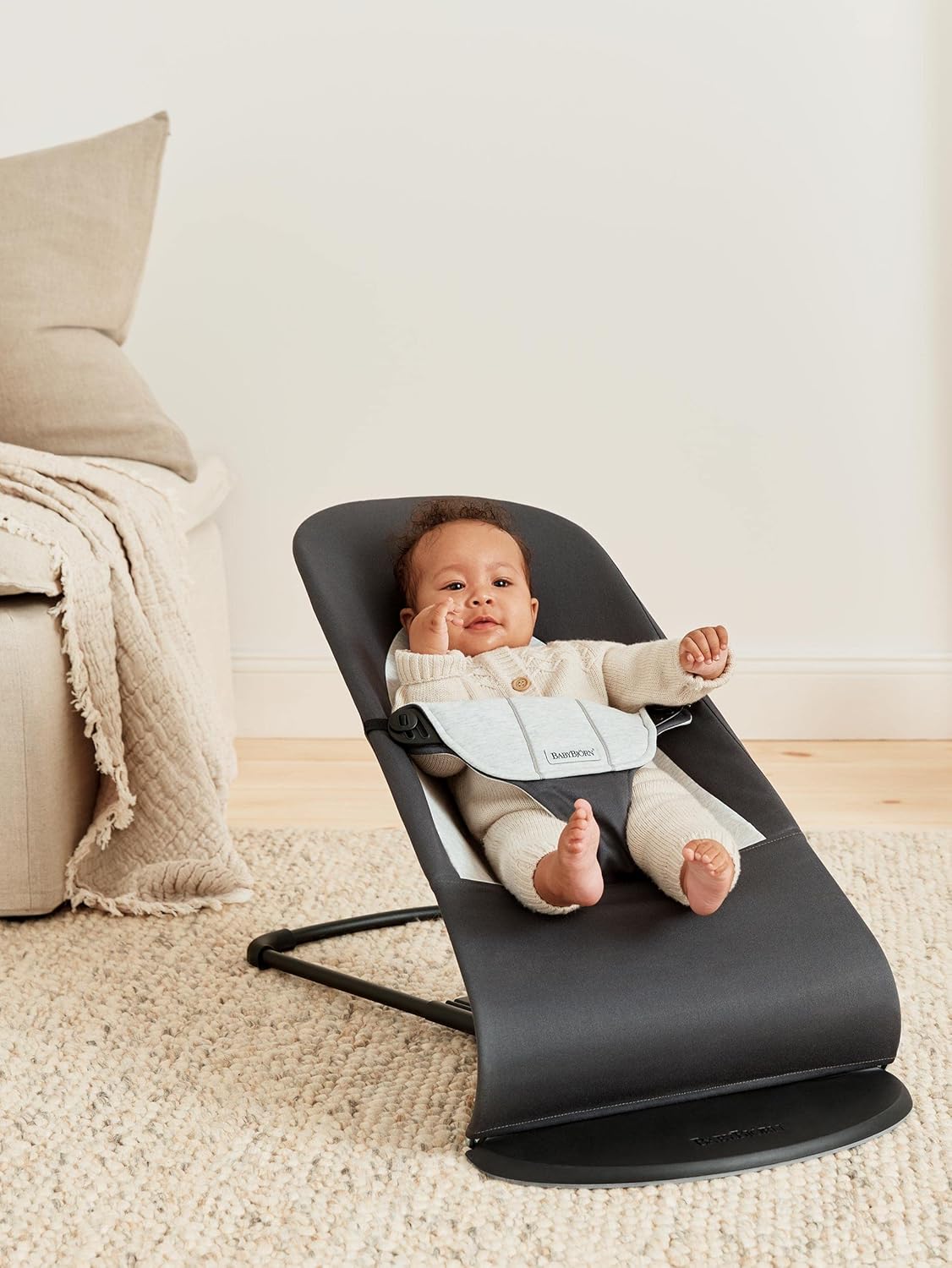 BabyBjörn Hamaca Balance Soft, Tejido/Jersey, Salvia claro/Gris