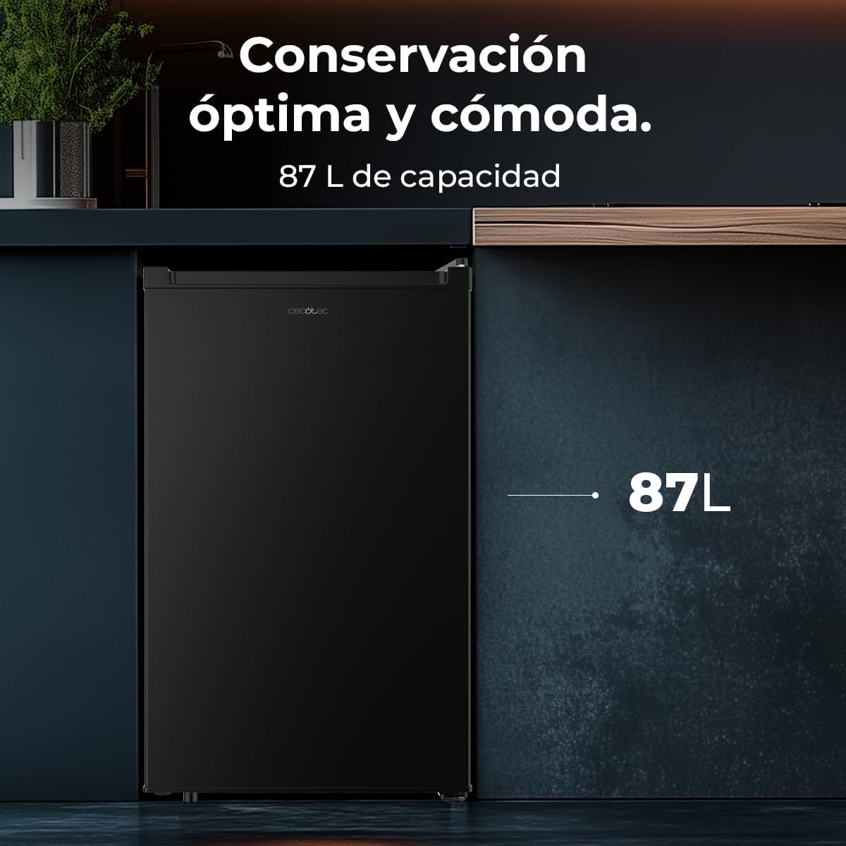 Cecotec Congelador Vertical Sobremesa 87L Bolero CoolMarket TF 87 Black. 83,6 cm de Altura y 50,6 cm de Ancho, Bajo Consumo, Puerta Plana y Reversible, Diseño Compacto, Blanco