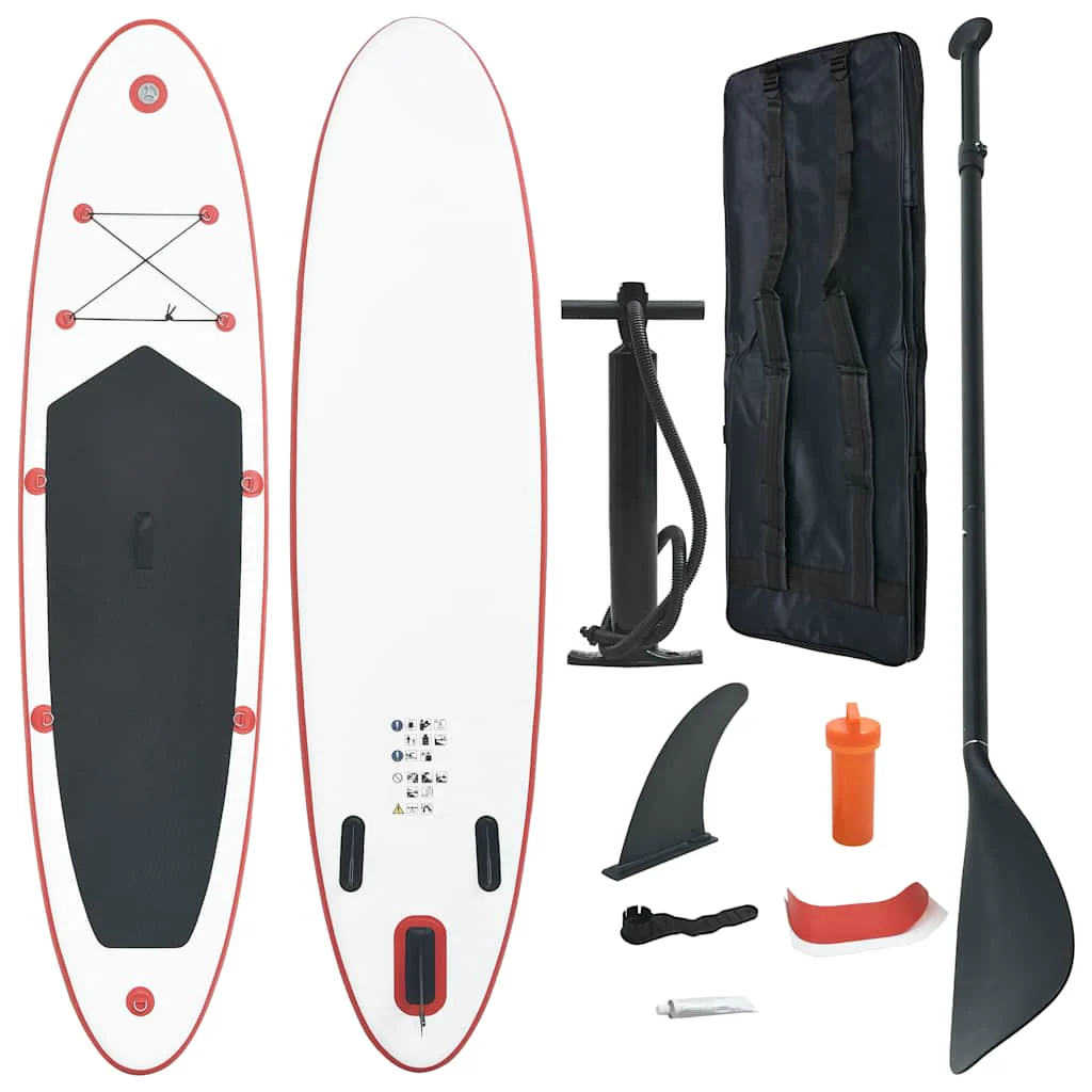 Juego de tabla de paddle surf hinchable rojo y blanco v7992