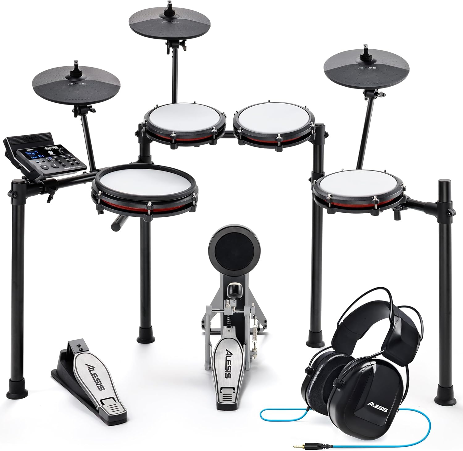 Alesis Nitro Max Kit Batería Electrónica con Parches Silenciosos de Malla, Caja de Doble Zona de 10